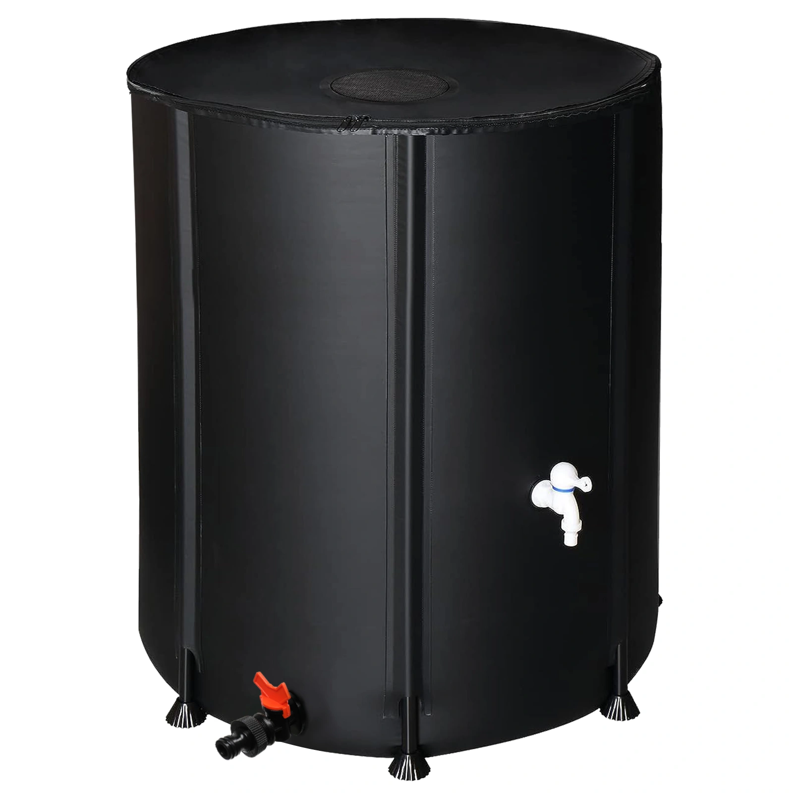 132 Gallon Folding Rain Barrel Water Collector - Black Outdoor Garden Water Storage Tank, Collapsible Rain Barrel for Home & Yard view 2