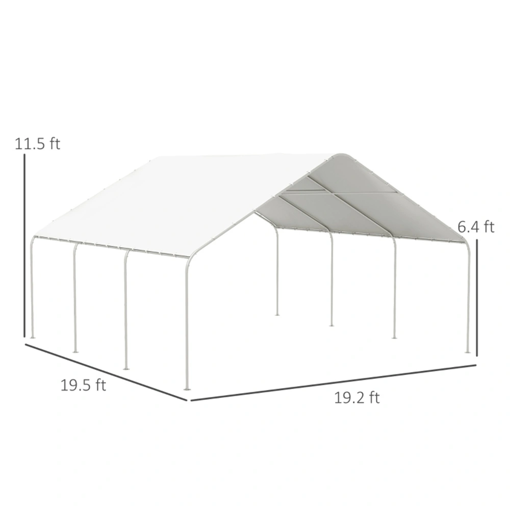 Carport Roof Canopy 10x20 ft, Heavy-Duty 180GSM PE Waterproof Car Cover Shelter, UV Resistant Outdoor Parking Tent Roof with Steel Frame Compatible view 3