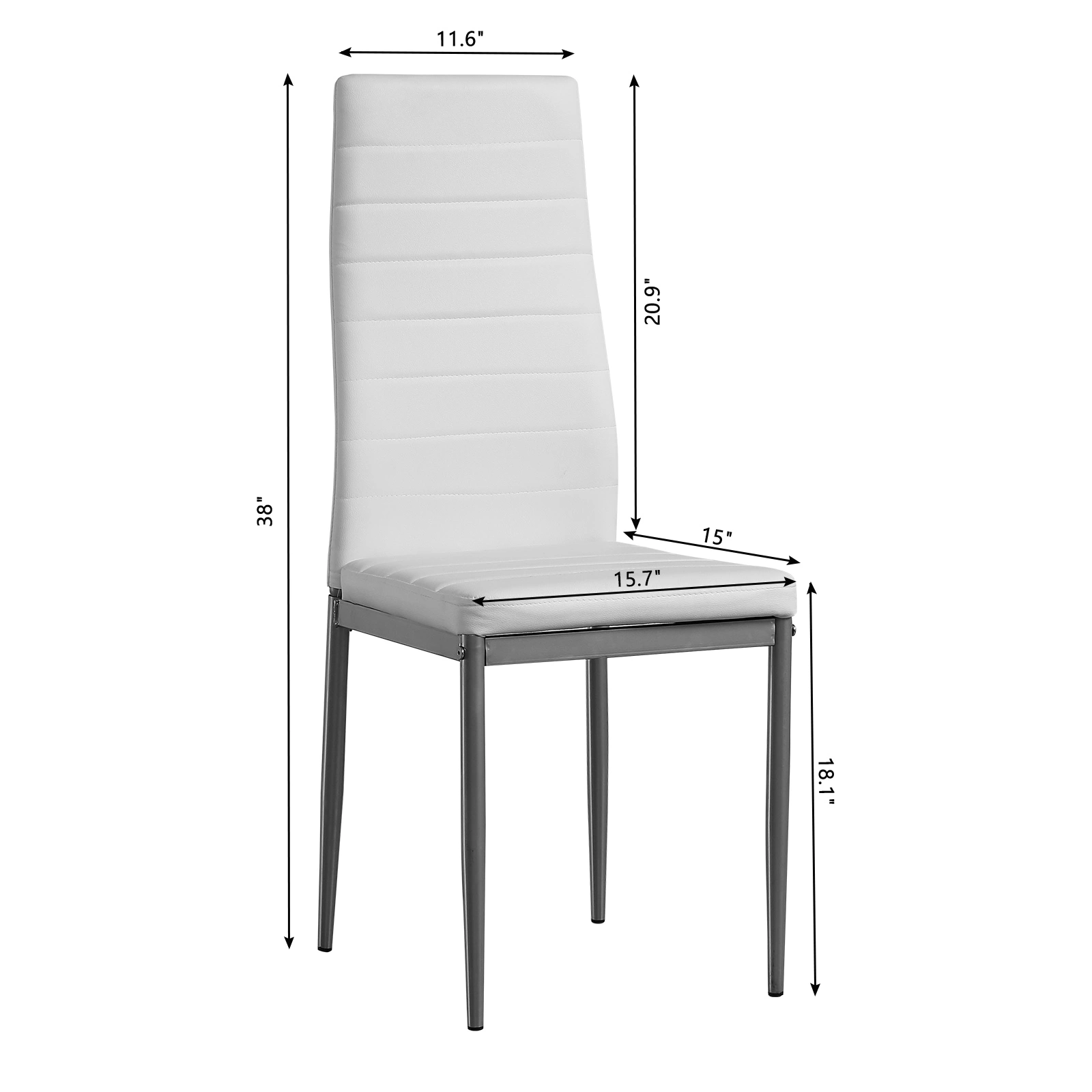 4pcs backrest cushion horizontal sewing decoration PU leather dining chair round tube white cushion gray leg N201 view 10