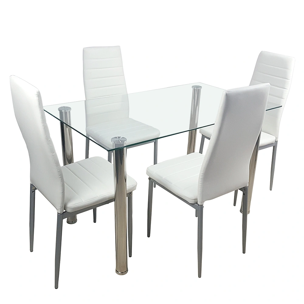 4pcs backrest cushion horizontal sewing decoration PU leather dining chair round tube white cushion gray leg N201 view 13