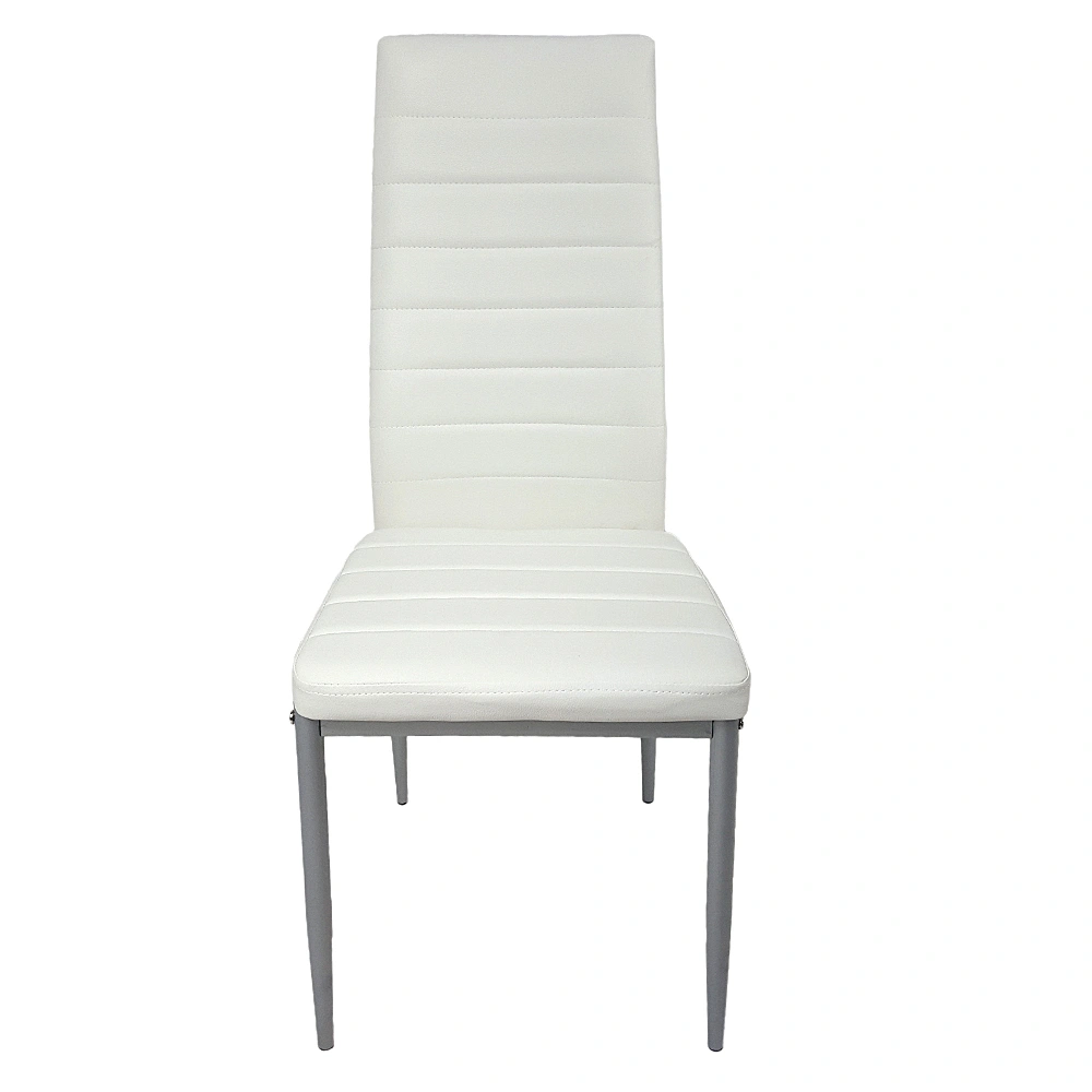 4pcs backrest cushion horizontal sewing decoration PU leather dining chair round tube white cushion gray leg N201 view 6