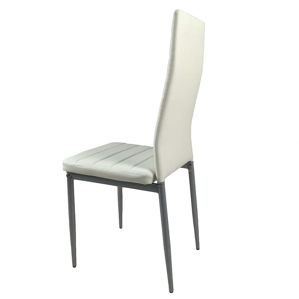 4pcs backrest cushion horizontal sewing decoration PU leather dining chair round tube white cushion gray leg N201 view 7