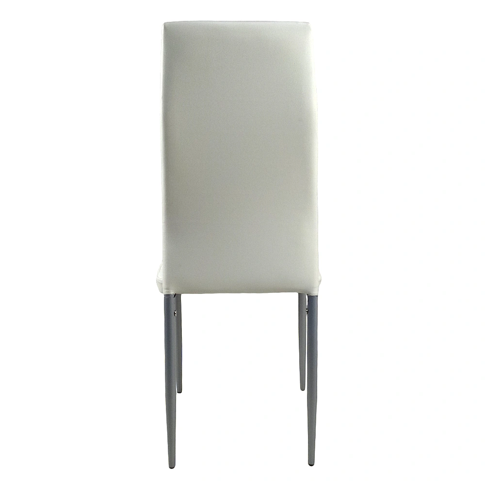 4pcs backrest cushion horizontal sewing decoration PU leather dining chair round tube white cushion gray leg N201 view 8