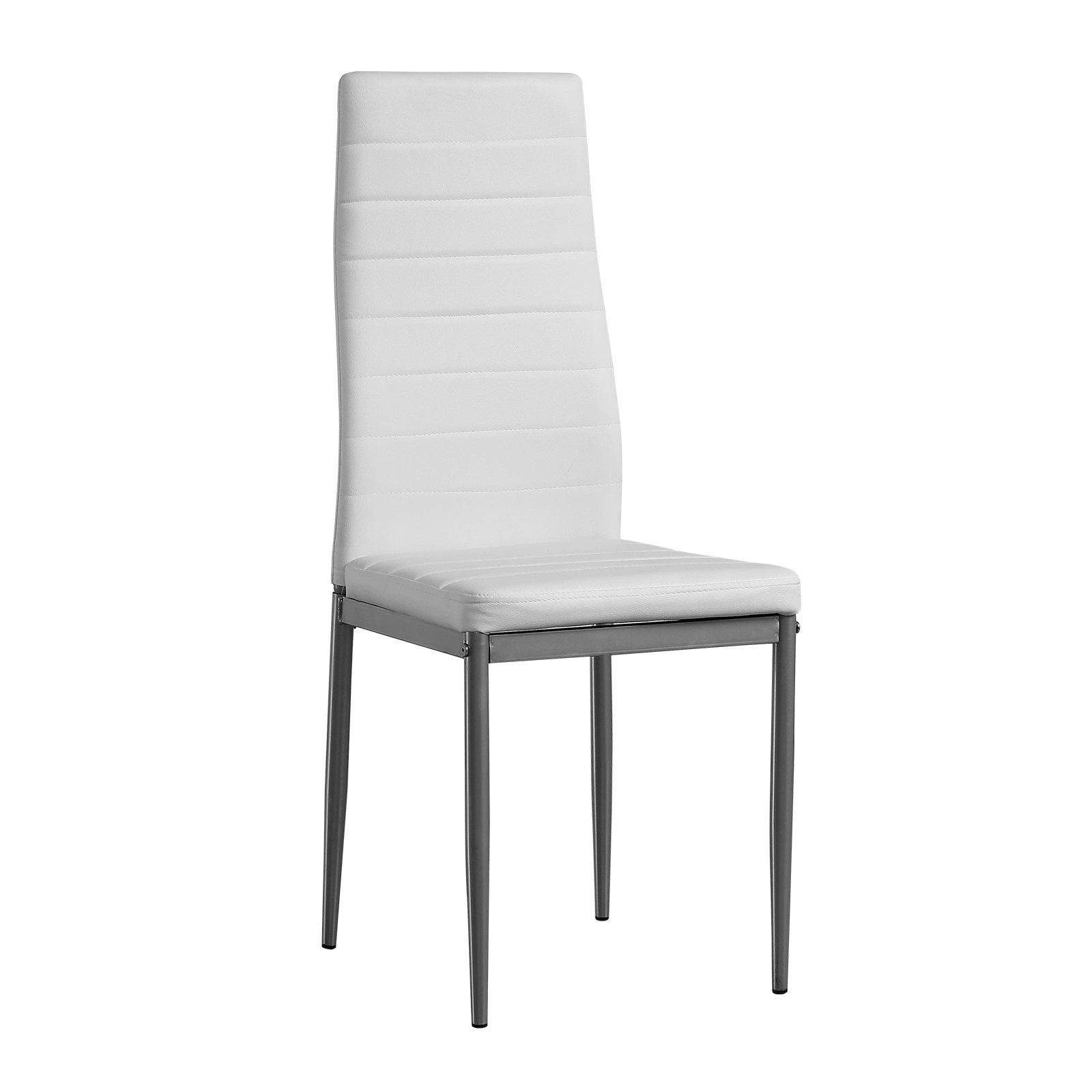 4pcs backrest cushion horizontal sewing decoration PU leather dining chair round tube white cushion gray leg N201 view 9
