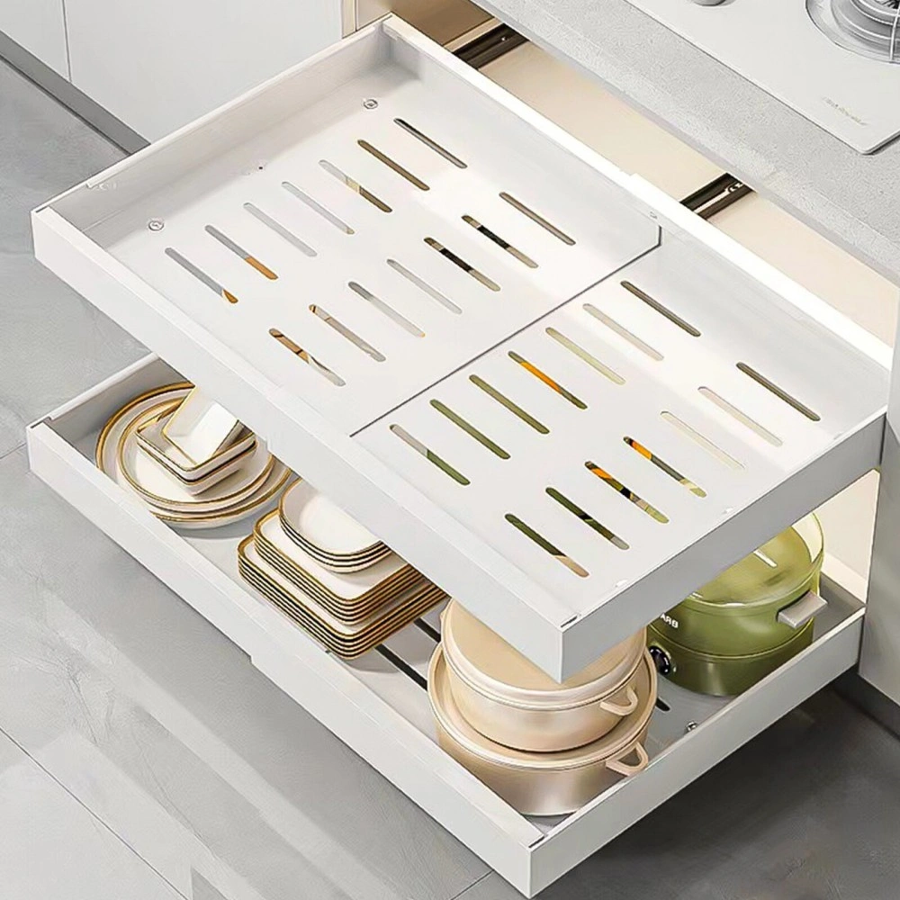 Expandable Cabinet Organizer Shelves, Slide Out Drawer Storage Rack for Kitchen Pantry Spice Storage