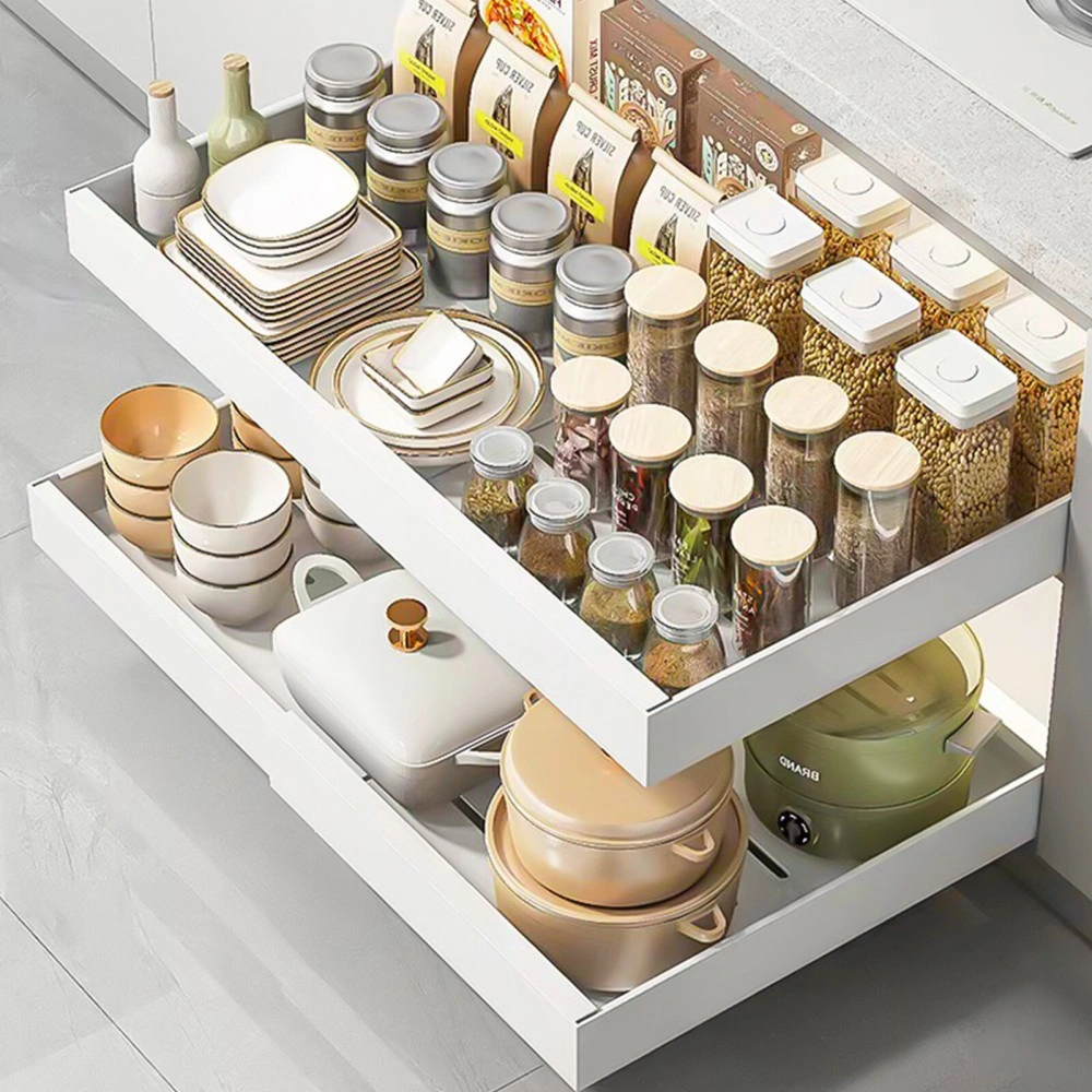 Expandable Cabinet Organizer Shelves, Slide Out Drawer Storage Rack for Kitchen Pantry Spice Storage view 3