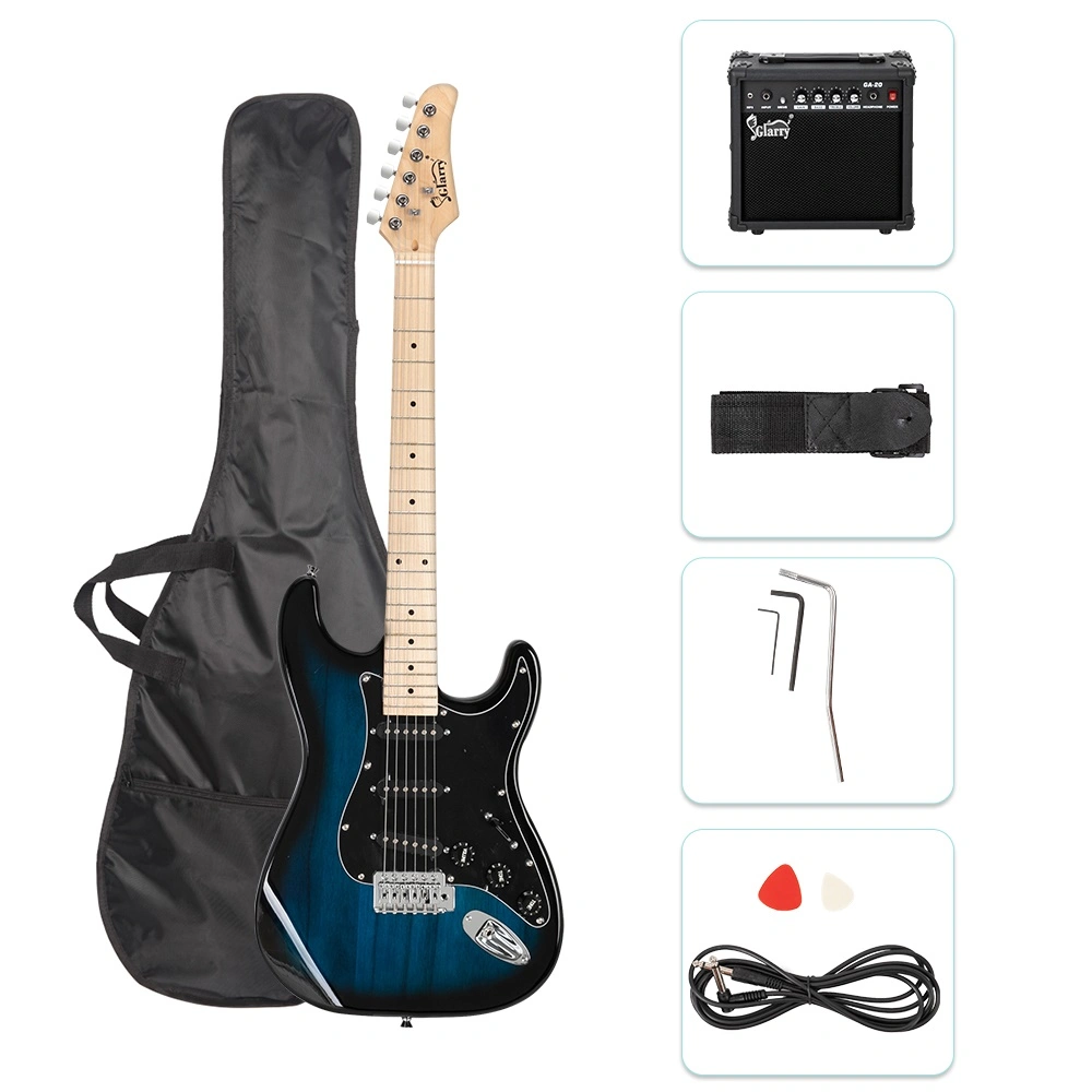 GST Stylish Electric Guitar Kit Black Pickguard Blue
