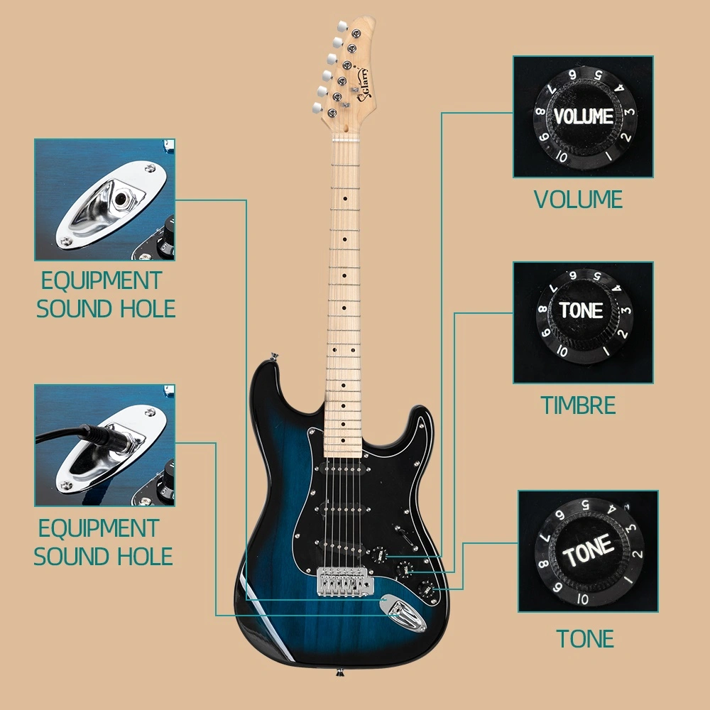 GST Stylish Electric Guitar Kit Black Pickguard Blue view 2
