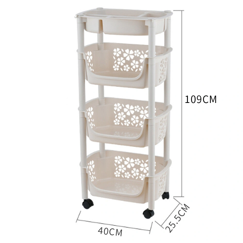 4 Tier Kitchen Storage Trolley with Baskets, Fruit & Vegetable Rack on Wheels, Organizer view 4
