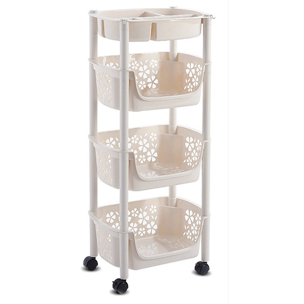 4 Tier Kitchen Storage Trolley with Baskets, Fruit & Vegetable Rack on Wheels, Organizer view 5