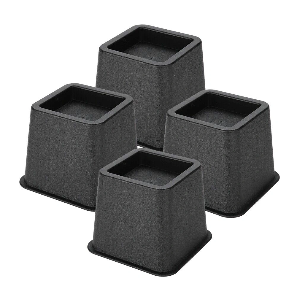 NEW 4Pcs Heavy Duty Bed Chair Risers Feet Leg Lift Furniture Extra Raisers Stand 3" UK view 5