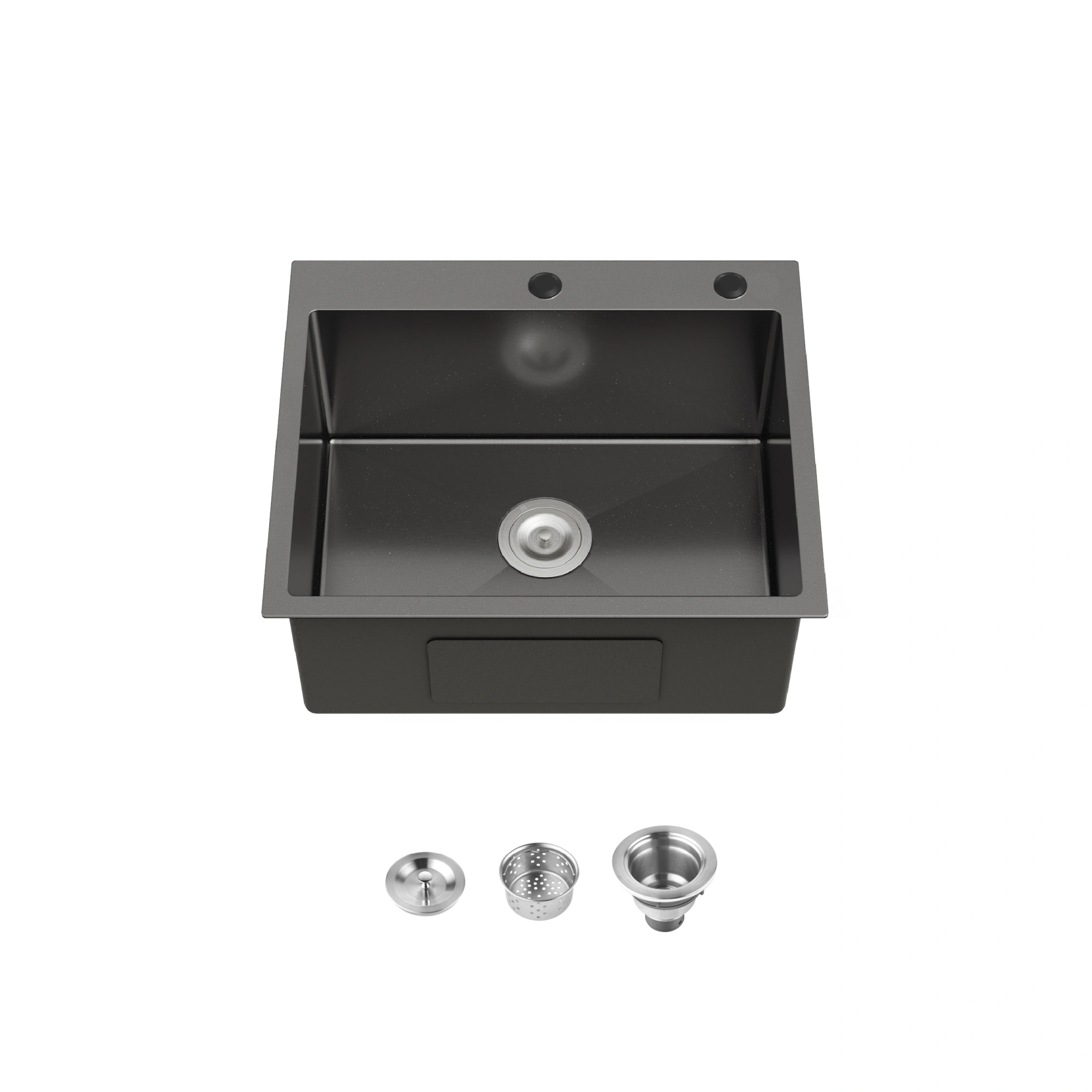 Stainless Steel Kitchen Sink, 23″x19″ Single Bowl, Overmount Handmade Sink in Black, with US Standard Drain and Hook[Unable ship on weekends, TK/TEMU only for pickup, only TX10643 warehouse supports GOFO]