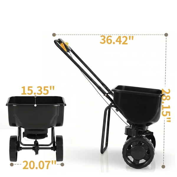 Broadcast Spreader, 70LBS Capacity, Walk-Behind Push Spreader, 15-Level Adjustment, 8 in All Terrain Pneumatic Tires, Lawn Spreaders with Hopper Grate, for Seed, Fertilizer, Ice Melt view 5