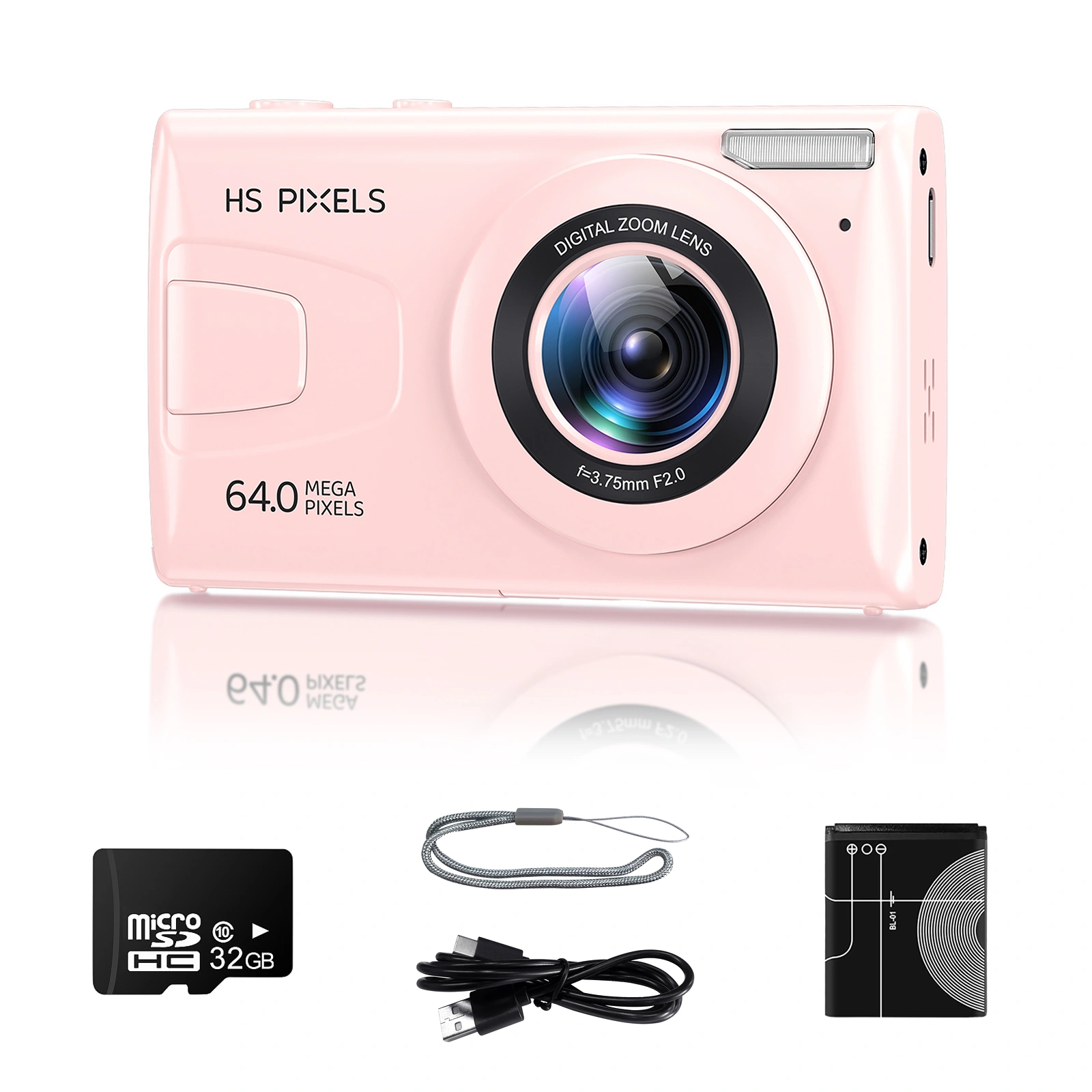 64MP Digital Camera 1080P FHD, 3.0 Inch Screen, 18x Digital Zoom, Portable Compact Camera with 32GB TF Card for Teens Adults Beginners view 2