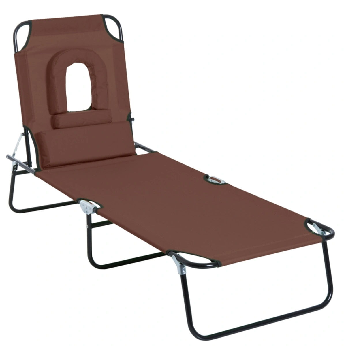 Heavy Duty Folding Lounge Chair Portable Beach Chair Adjustable Reclining Chaise with Carry Bag view 3