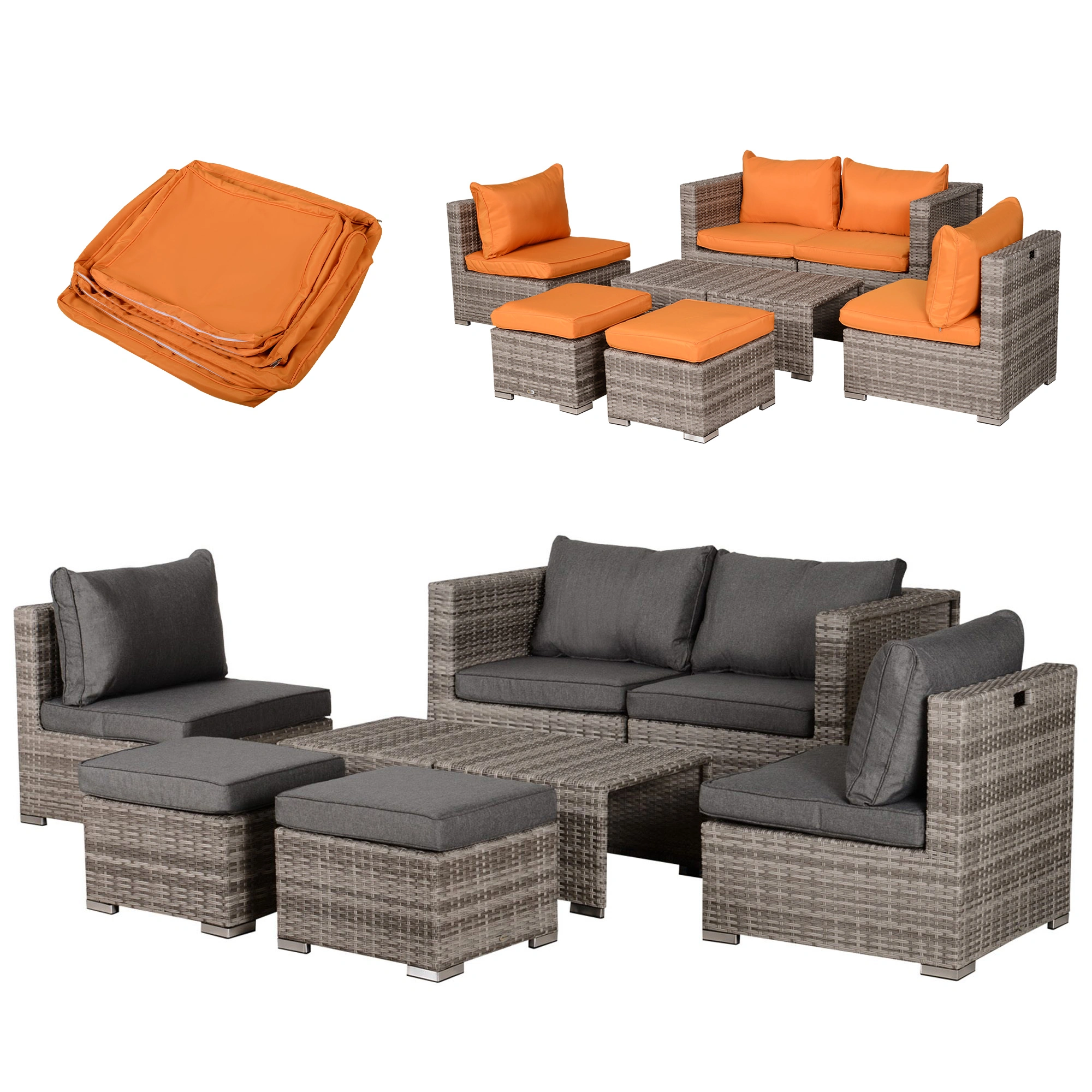 8 Piece Outdoor Patio Furniture Set, Weather-Resistant Conversation Seating Group with Cushions for Garden, Deck, Poolside, Backyard