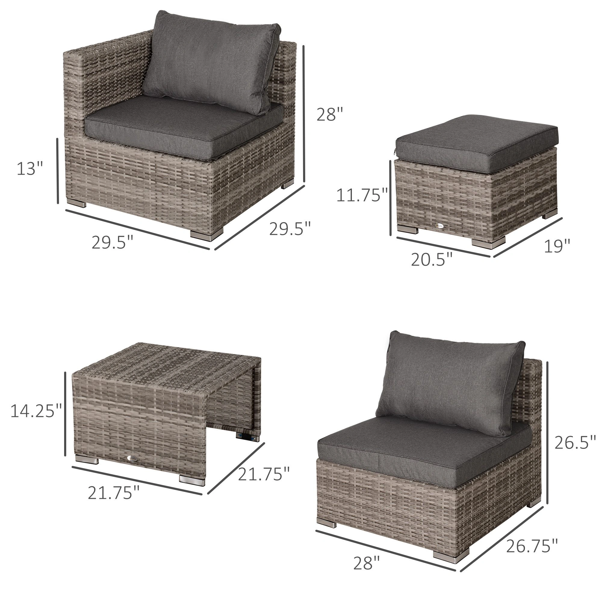 8 Piece Outdoor Patio Furniture Set, Weather-Resistant Conversation Seating Group with Cushions for Garden, Deck, Poolside, Backyard view 2