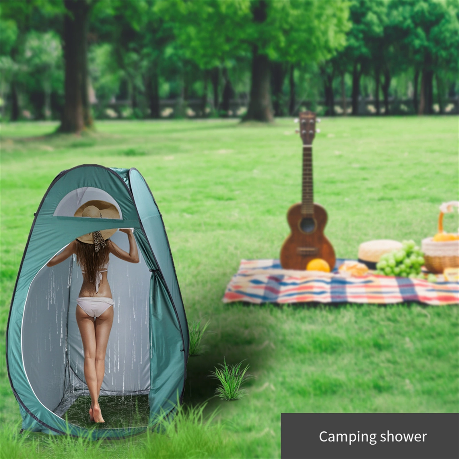 Portable Outdoor Pop-up Toilet Dressing Fitting Room Privacy Shelter Tent Army Green view 33