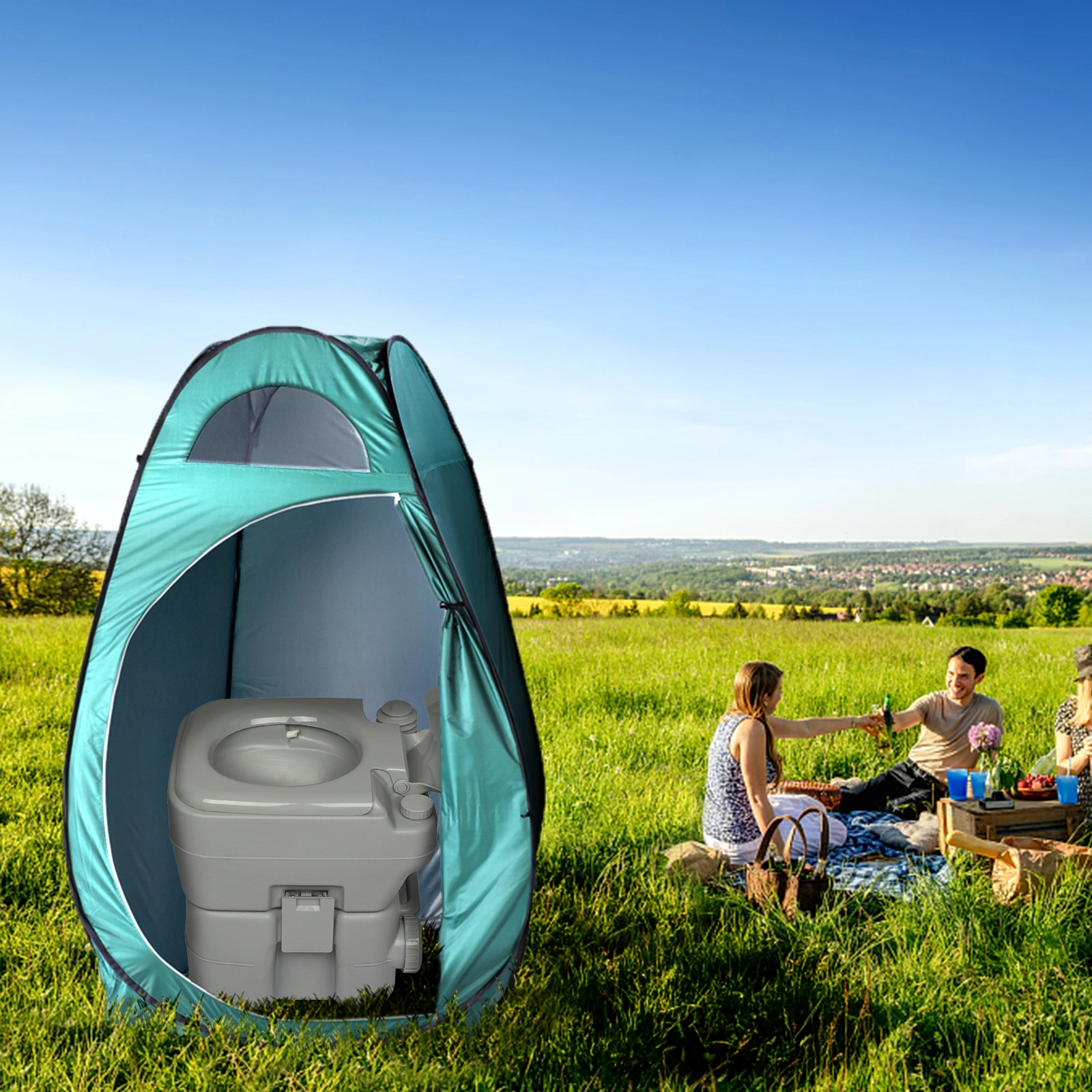 Portable Outdoor Pop-up Toilet Dressing Fitting Room Privacy Shelter Tent Army Green view 56