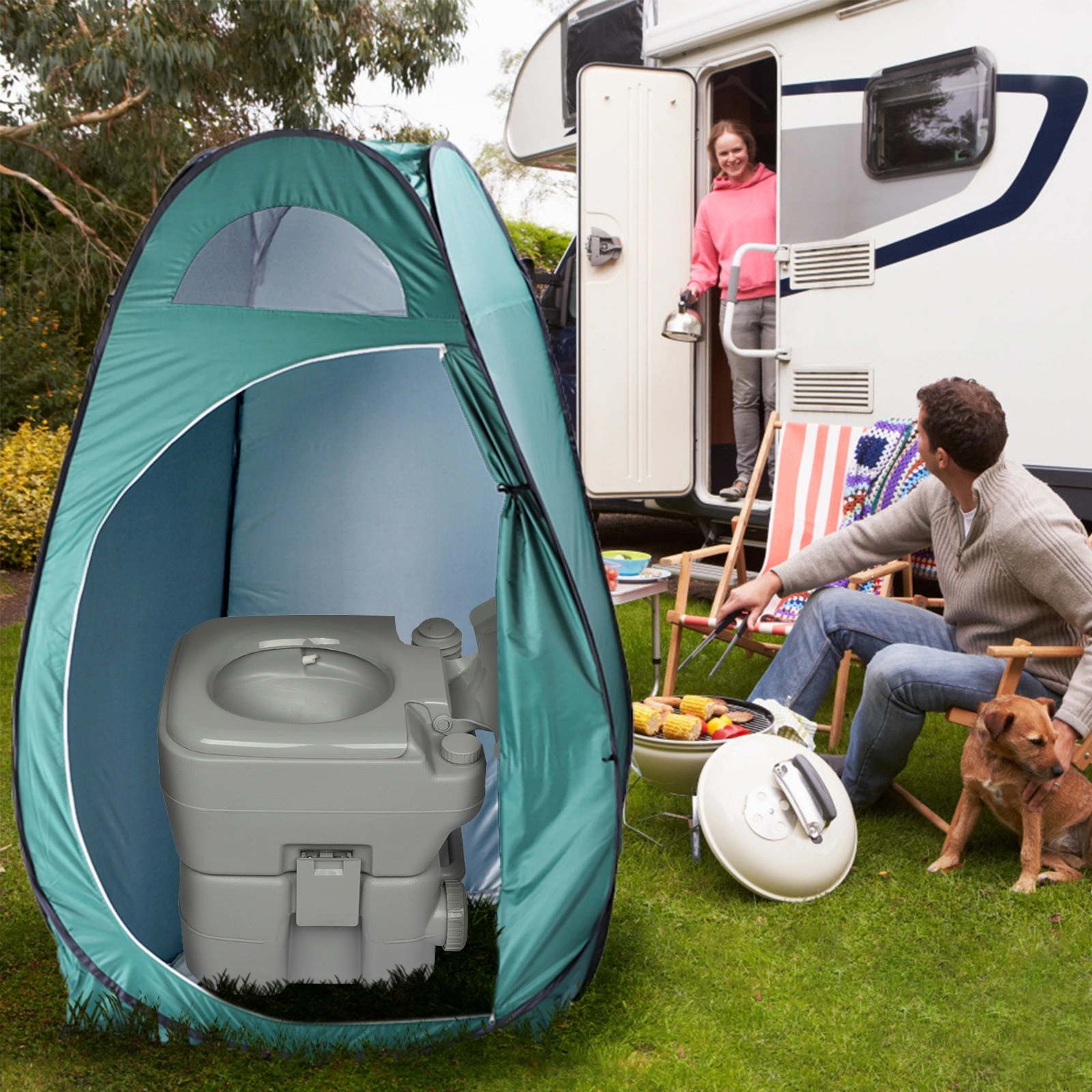 Portable Outdoor Pop-up Toilet Dressing Fitting Room Privacy Shelter Tent Army Green view 59