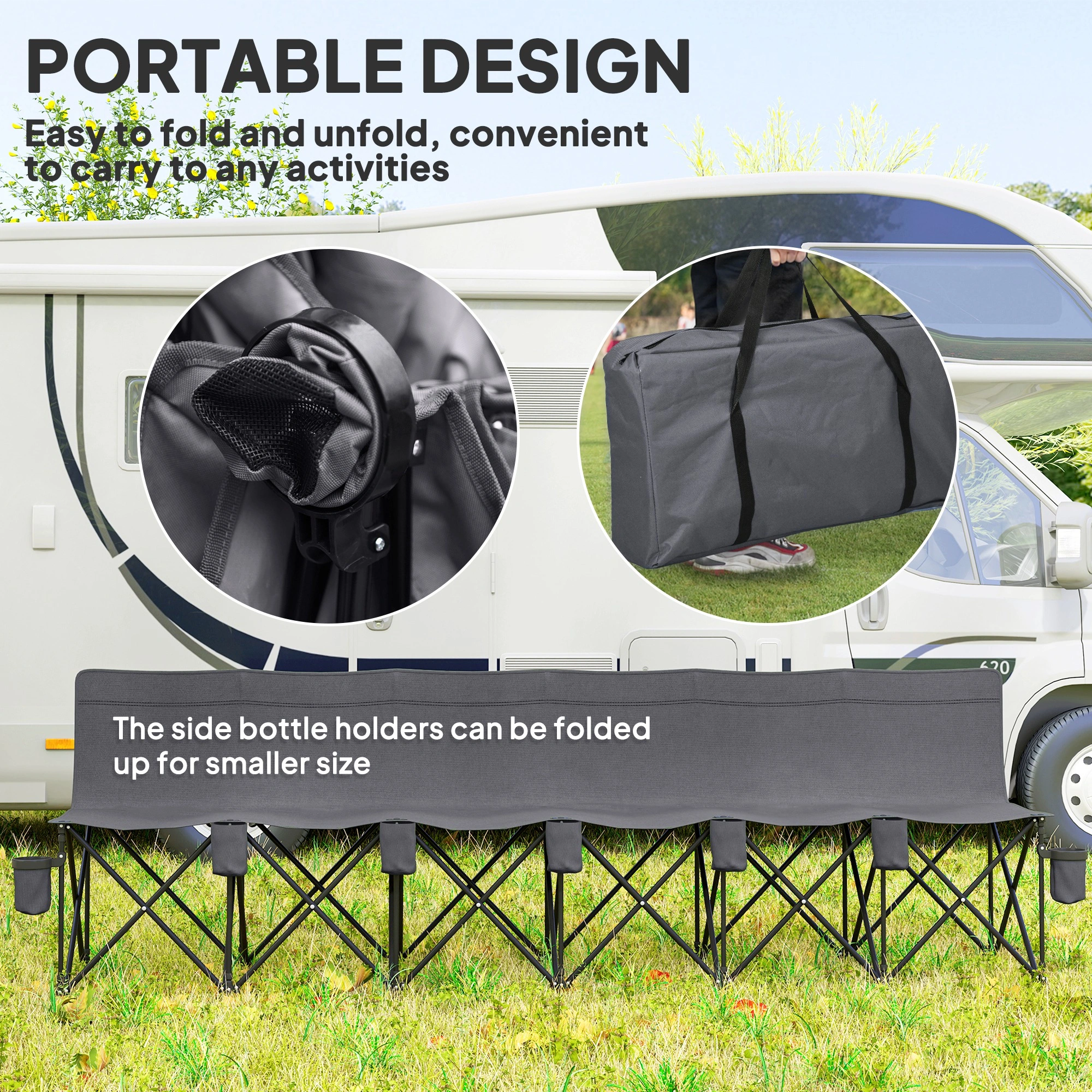 Heavy Duty Camping Chair Portable Folding Outdoor Chair with Carry Bag for Hiking Beach & Garden view 3