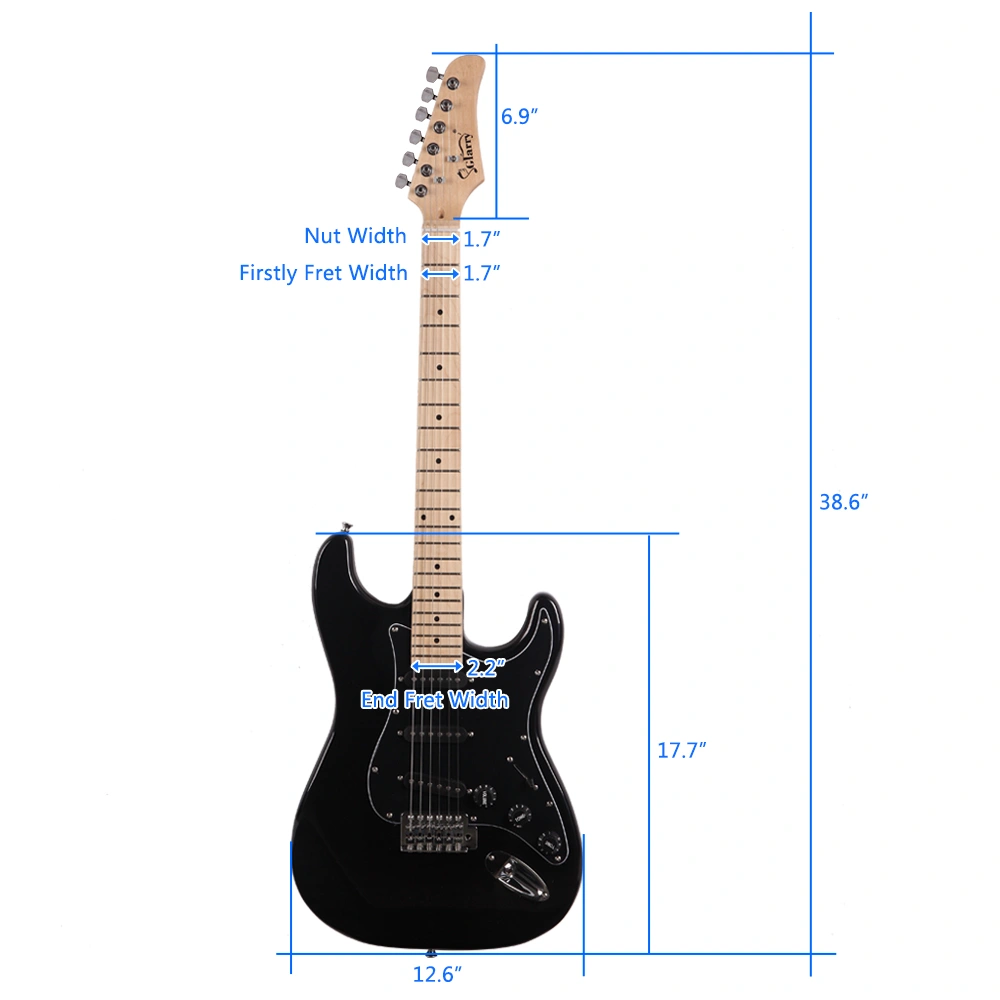 GST Stylish Electric Guitar Kit with Black Pickguard Black view 14