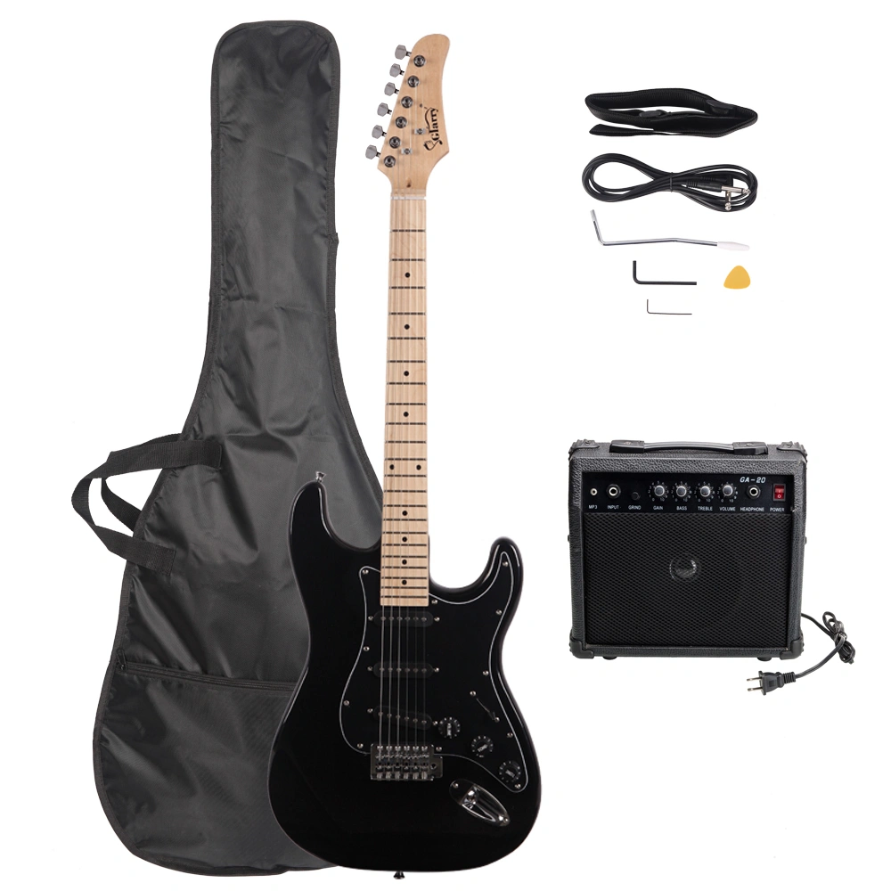 GST Stylish Electric Guitar Kit with Black Pickguard Black view 2