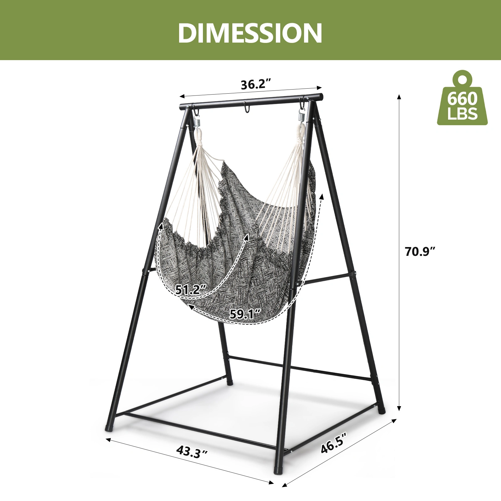 112*113*180CM Hammock Chair Stand with Swing Chair view 4