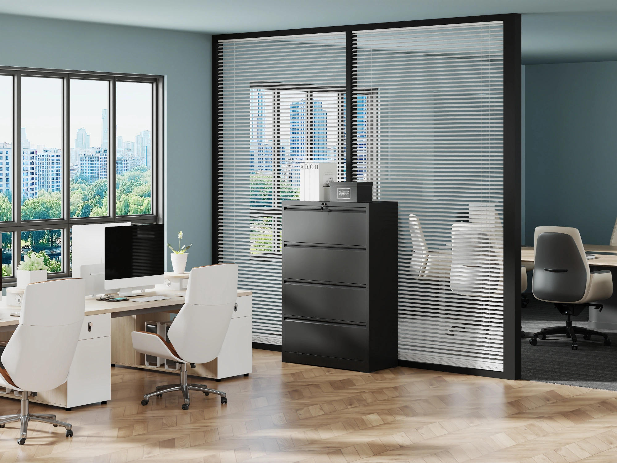 4 Drawer Lateral Filing Cabinet, 35.4" Wide Heavy Duty Metal File Cabinet with Lock, Anti-Tip Interlock, Letter Legal A4, Office Storage view 12