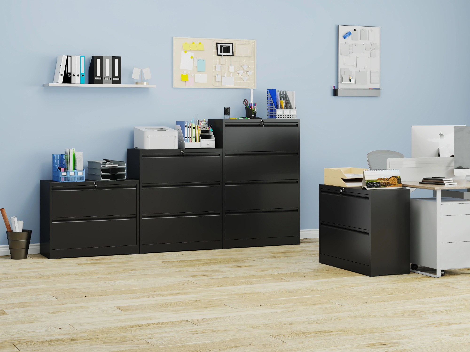 4 Drawer Lateral Filing Cabinet, 35.4" Wide Heavy Duty Metal File Cabinet with Lock, Anti-Tip Interlock, Letter Legal A4, Office Storage view 13