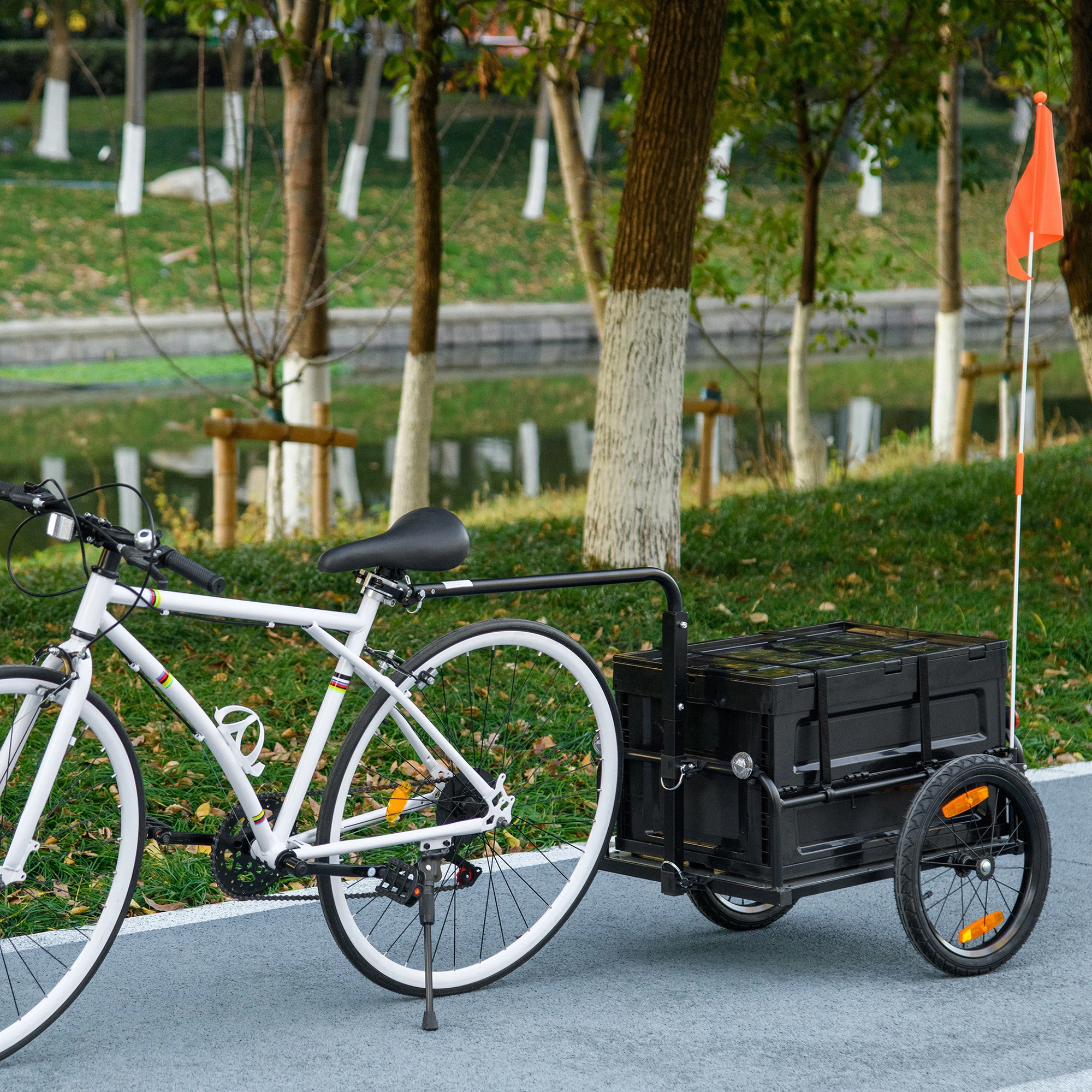 Bicycle Trailer Cart for Kids & Pets, Universal Bike Hitch Attachment, Folding Portable Design Compatible with Most Bicycles