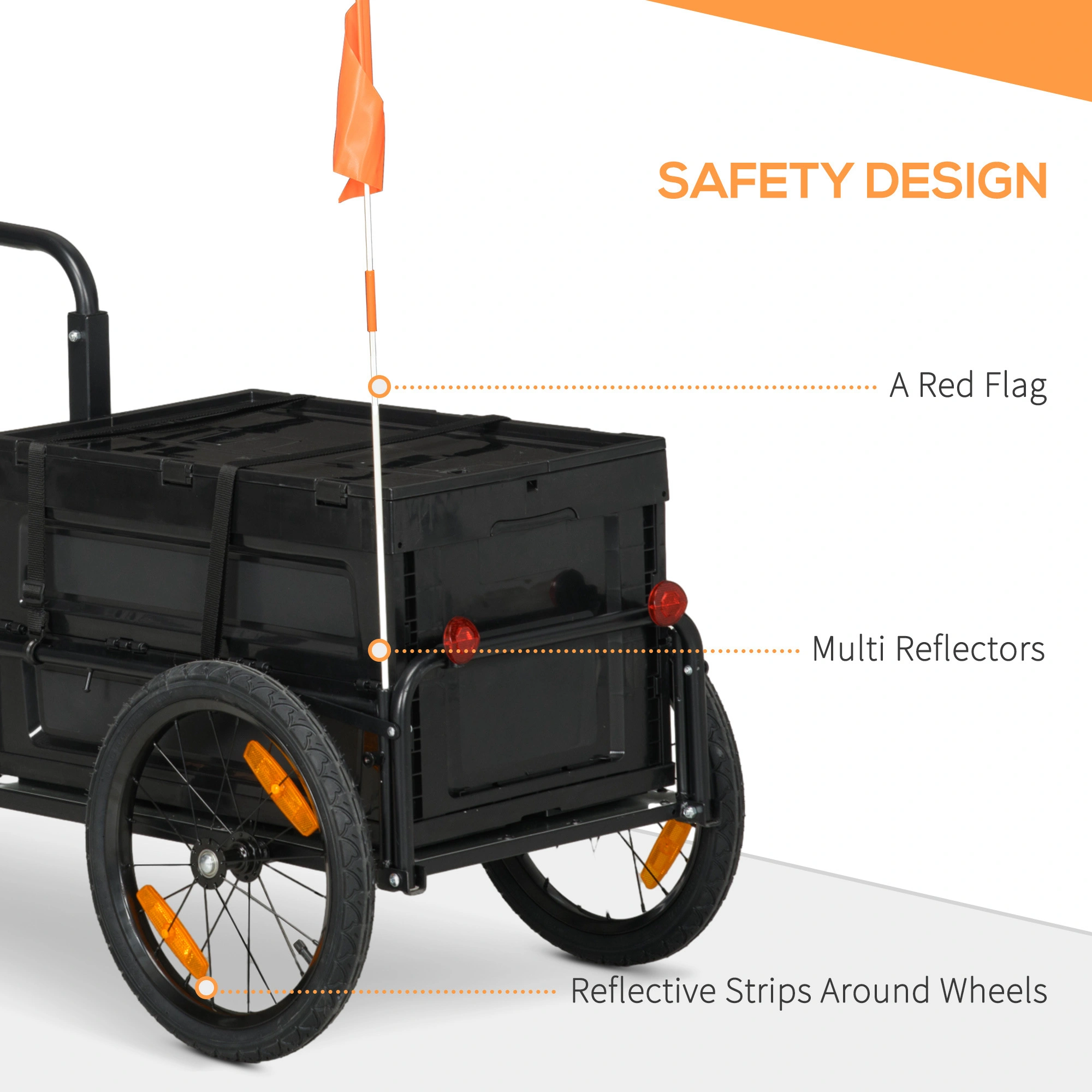 Bicycle Trailer Cart for Kids & Pets, Universal Bike Hitch Attachment, Folding Portable Design Compatible with Most Bicycles view 5