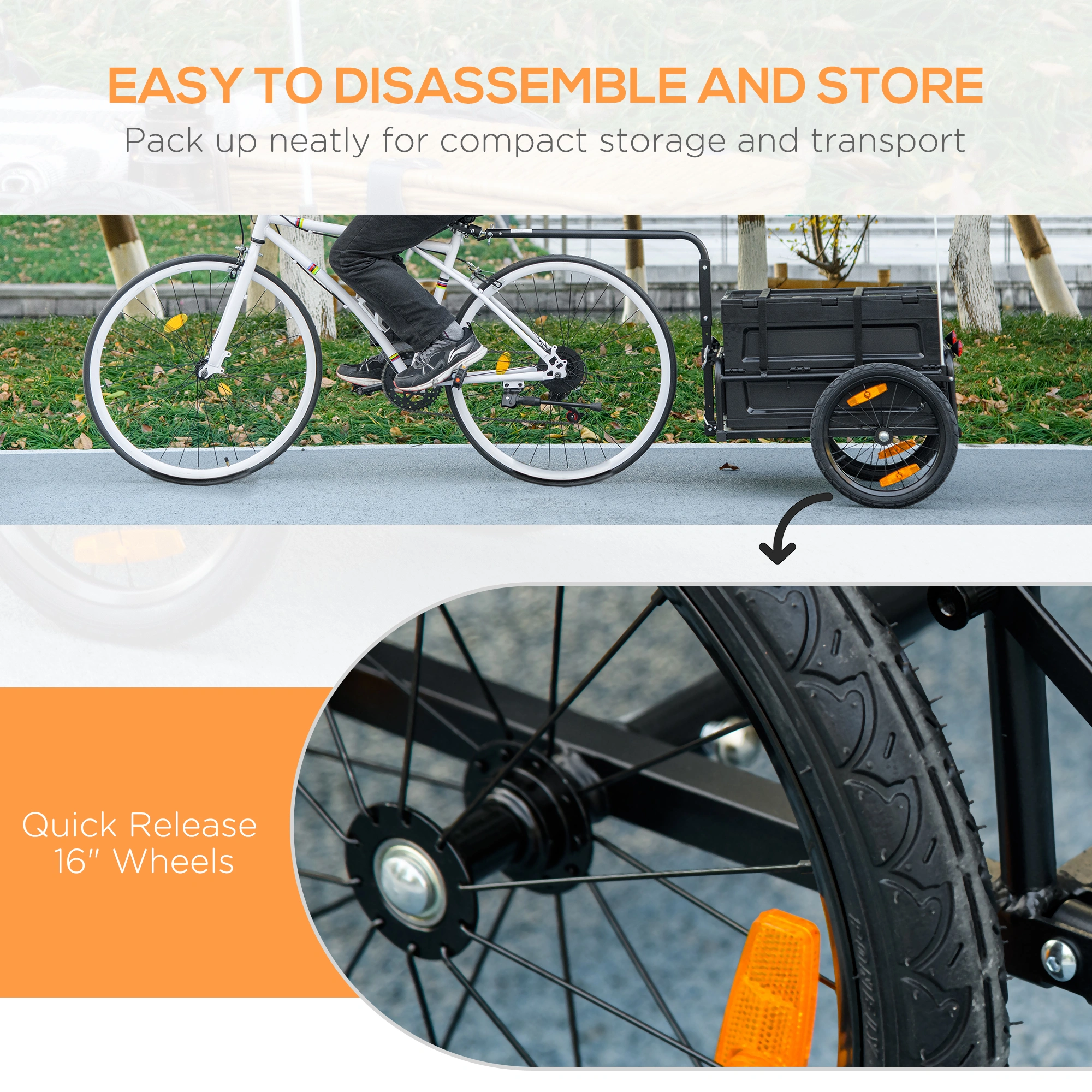 Bicycle Trailer Cart for Kids & Pets, Universal Bike Hitch Attachment, Folding Portable Design Compatible with Most Bicycles view 7