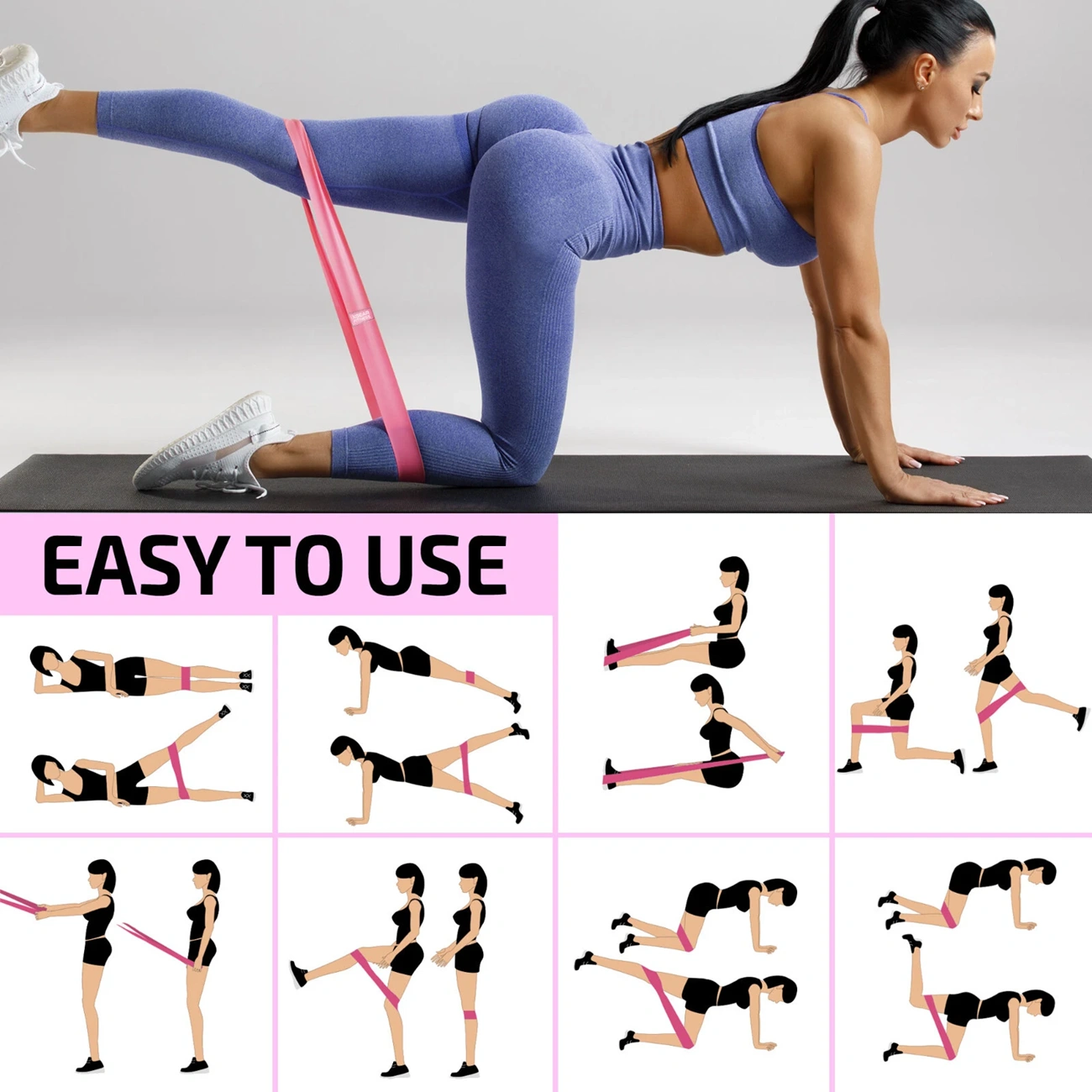 Set of 3 Resistance Exercise Loop Bands Fitness Home Gym Yoga Glutes Trainer view 8
