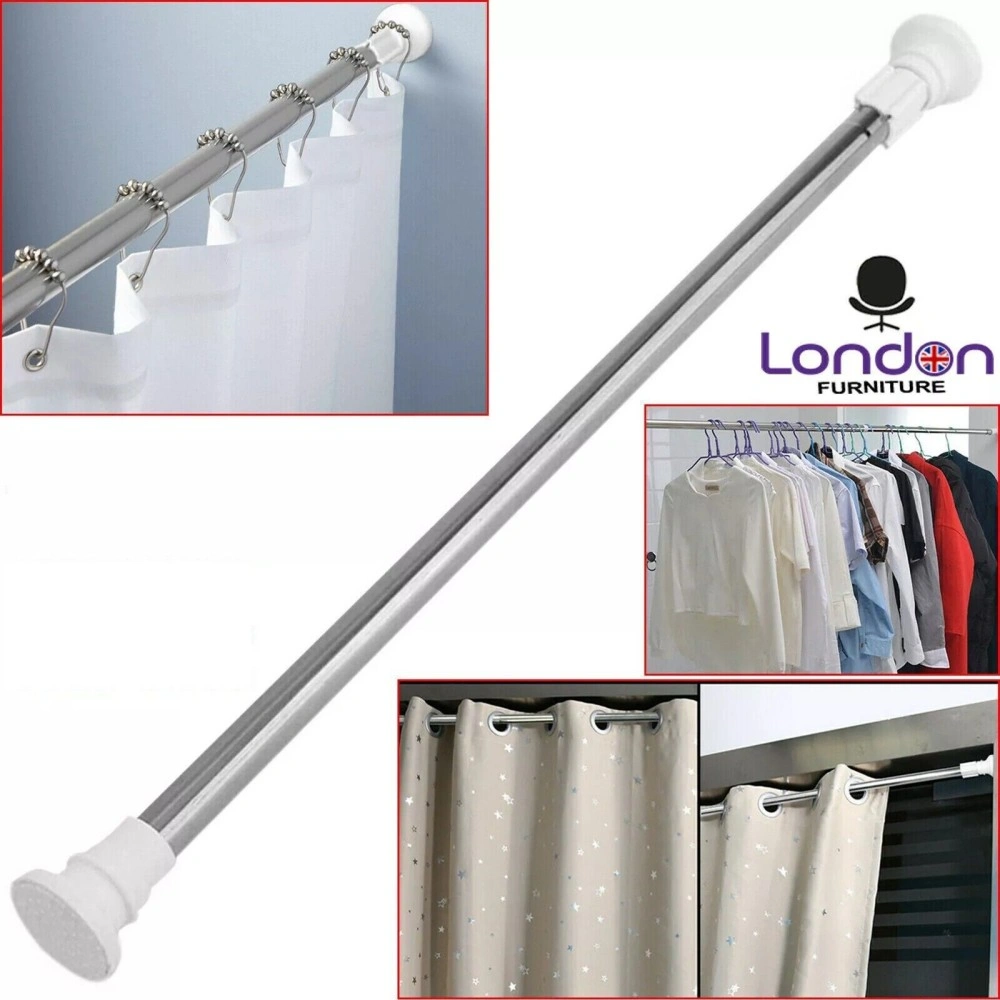 Heavy Duty Telescopic Shower Curtain Pole - Extendable Tension Rod for Bathroom, Bath Door & Window view 2