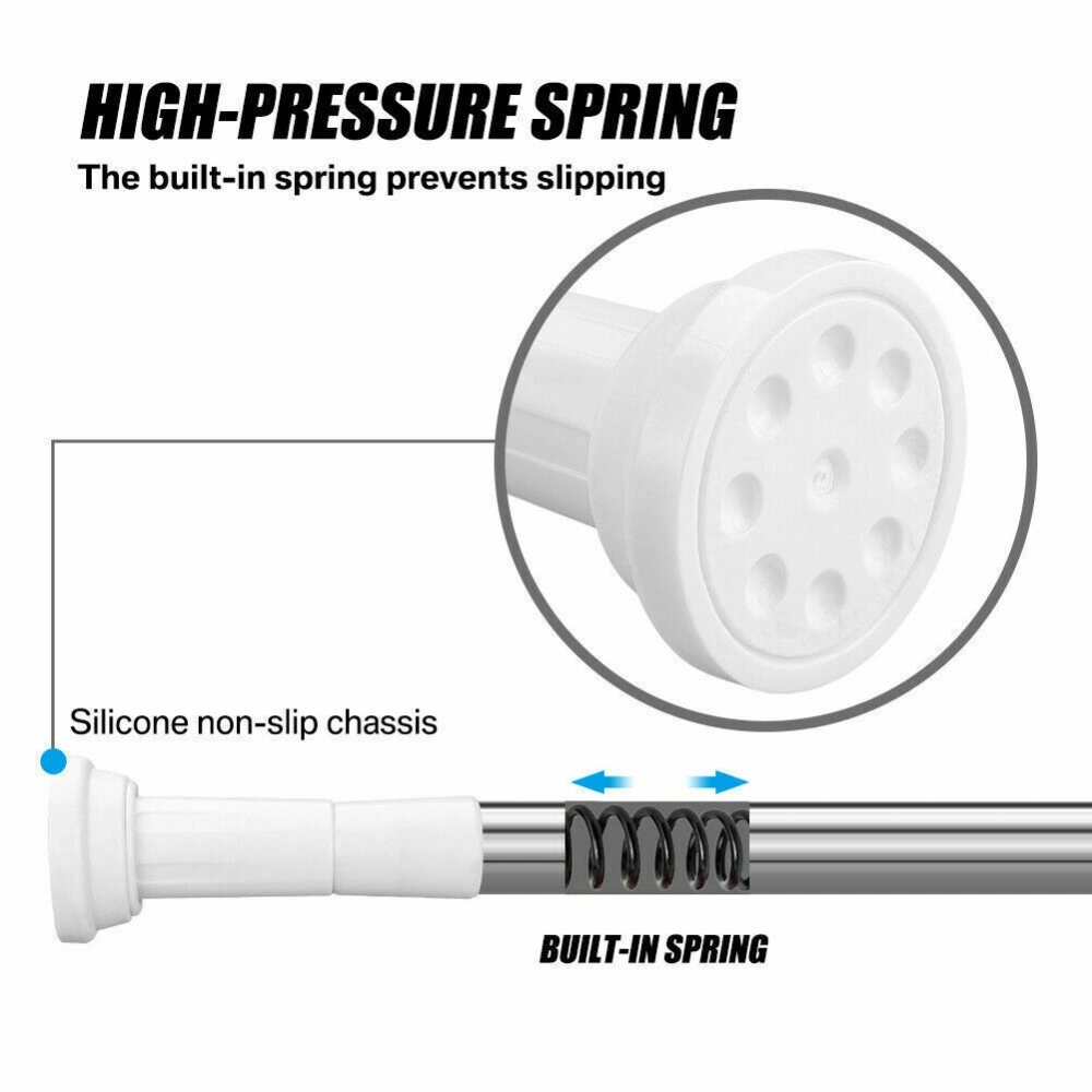 Heavy Duty Telescopic Shower Curtain Pole - Extendable Tension Rod for Bathroom, Bath Door & Window view 3
