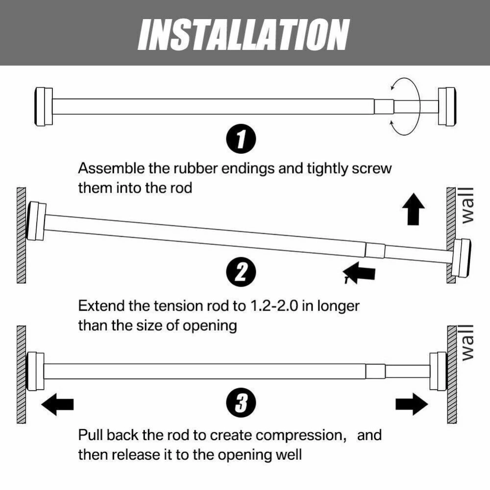 Heavy Duty Telescopic Shower Curtain Pole - Extendable Tension Rod for Bathroom, Bath Door & Window view 4