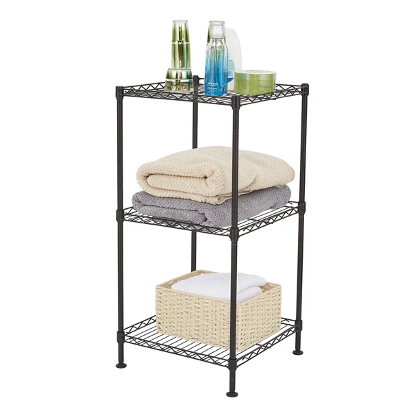 Black 3-Tier Black Wire Shelving Tower view 4