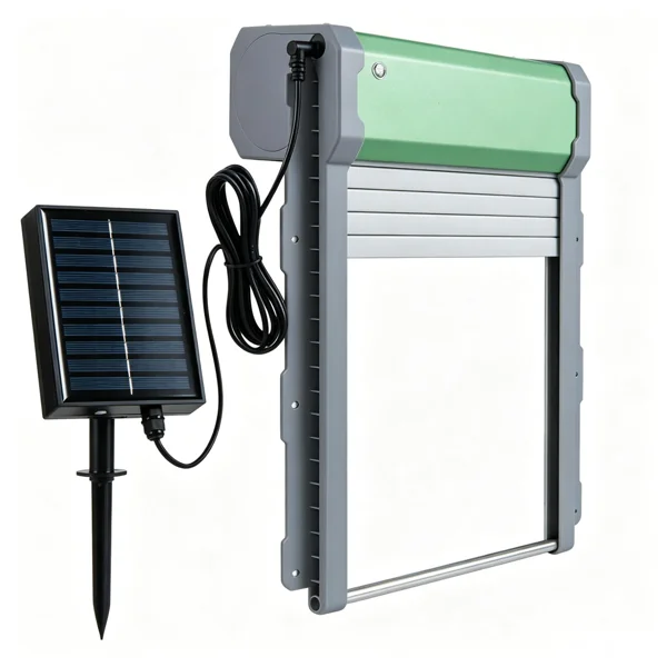 Solar Powered Automatic Chicken Coop Door with 4 Modes Light Sensor Timer Remote Control, Anti-Pinch Weatherproof Aluminum Opener for Chickens Ducks Rabbits Poultry view 2