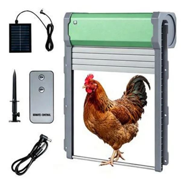 Solar Powered Automatic Chicken Coop Door with 4 Modes Light Sensor Timer Remote Control, Anti-Pinch Weatherproof Aluminum Opener for Chickens Ducks Rabbits Poultry view 3