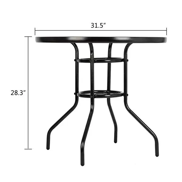 Outdoor Dining Table Round Toughened Glass Table Yard Garden Glass Table(SAME AS 93152635) view 3
