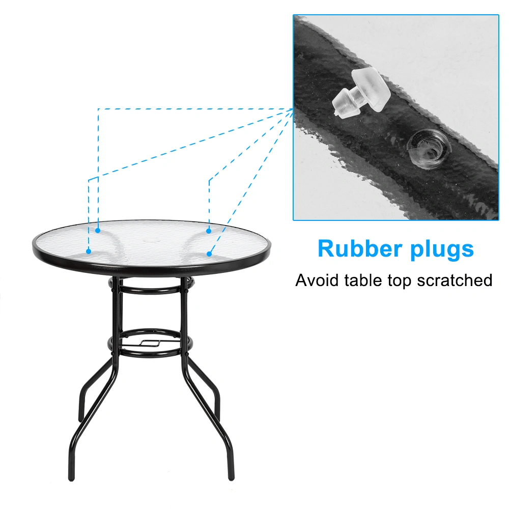Outdoor Dining Table Round Toughened Glass Table Yard Garden Glass Table(SAME AS 93152635) view 6