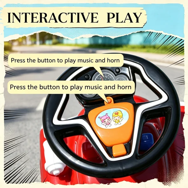 Red Toddler Fire Truck Ride-On Toy: Music, Horn & Under-Seat Storage | For Kids 18-36 Months view 6