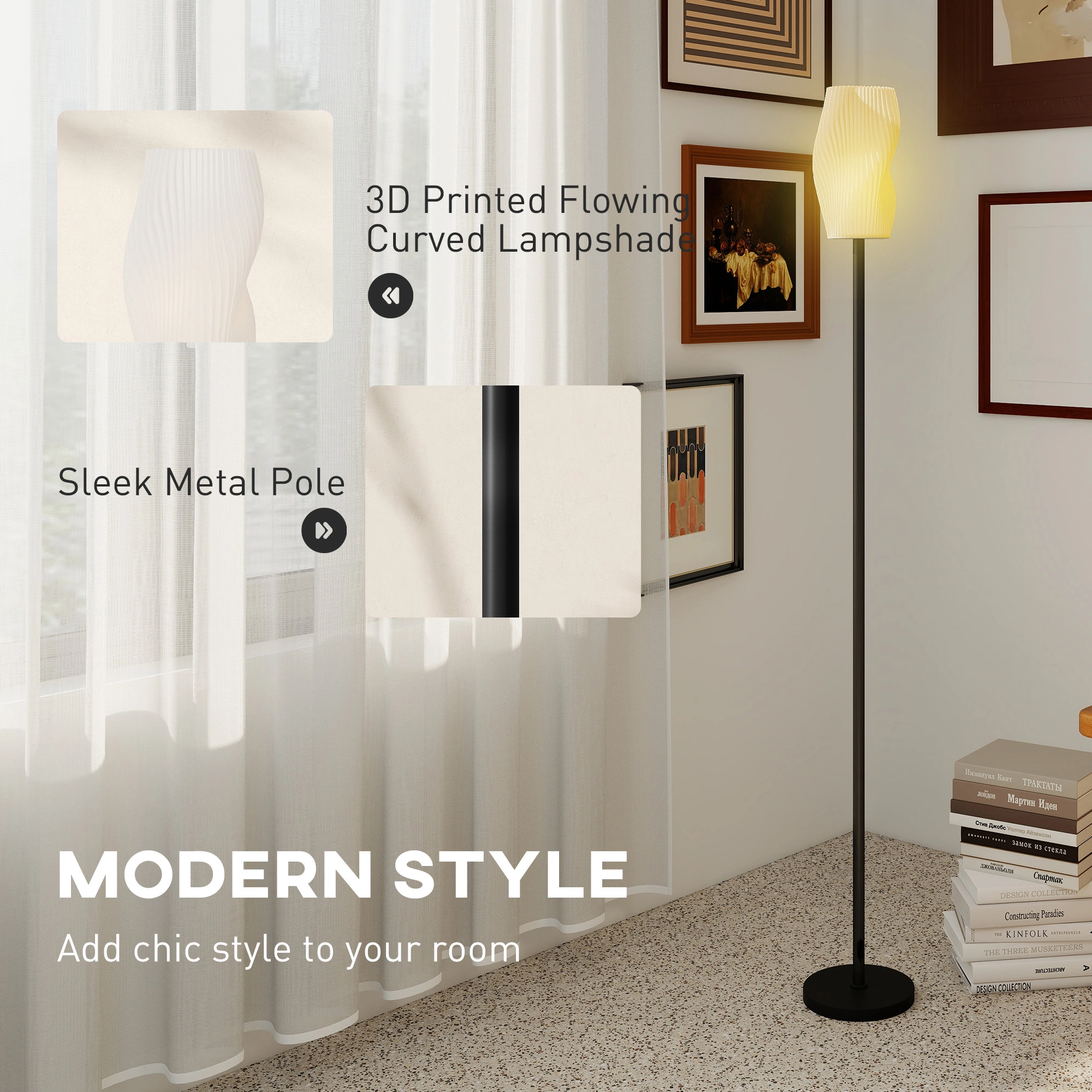 Modern Floor Lamp with Adjustable Height | Stand Lighting for Living Room, Bedroom, Decor view 4
