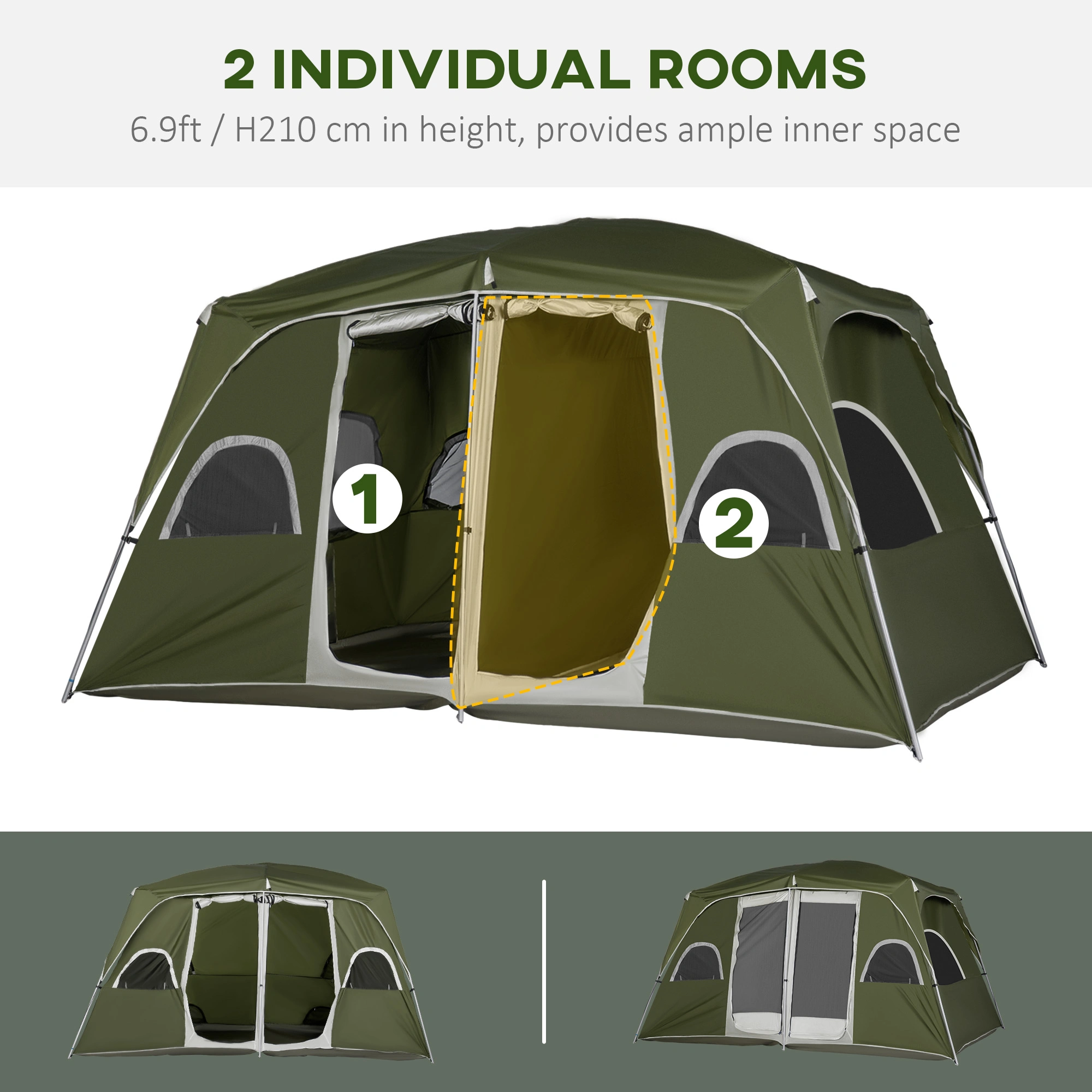 Foldable Camping Tent Portable, Lightweight Pop Up Instant Setup Tent for Outdoor Adventures, Hiking, Travel & Family Camping, Waterproof view 3