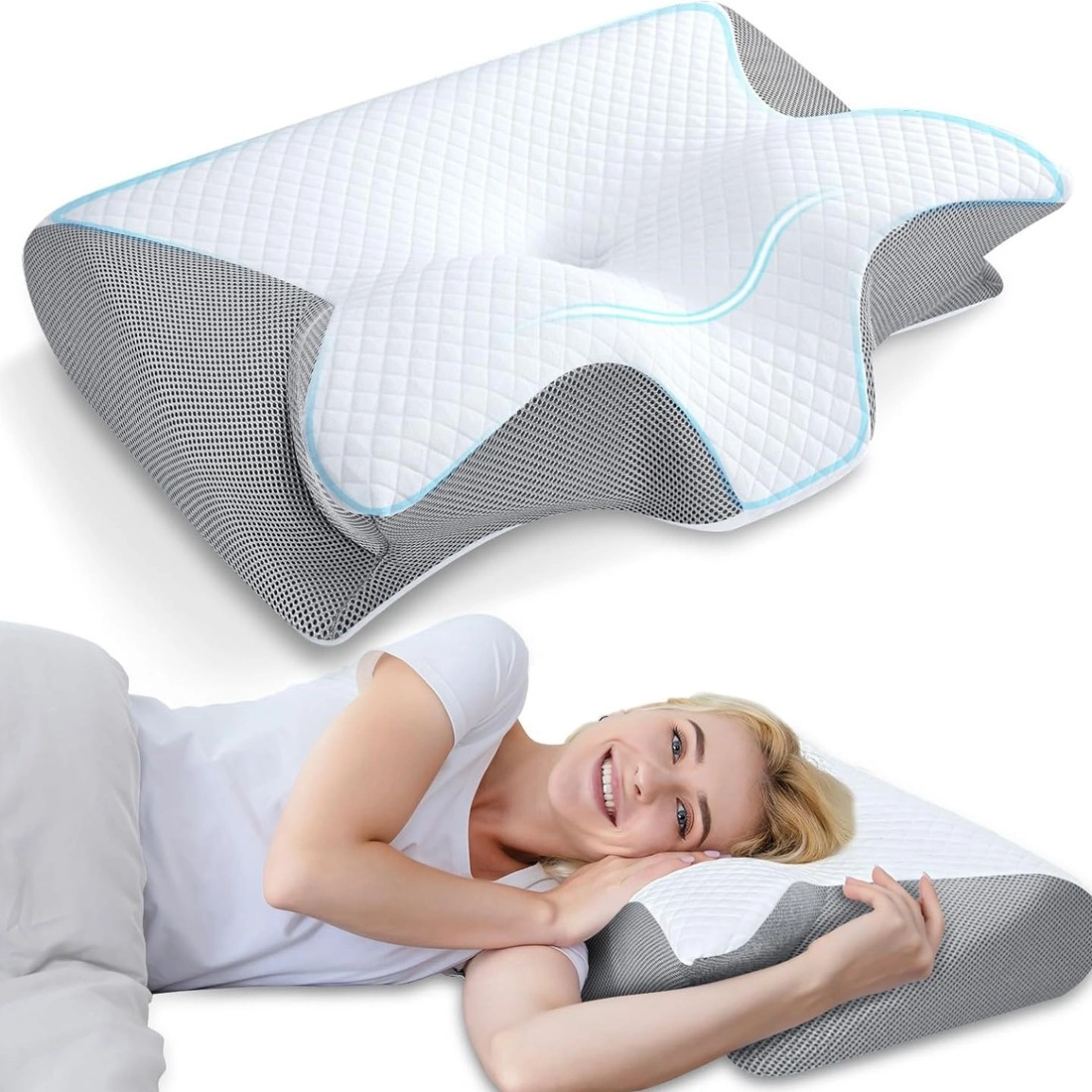 Ergonomic Memory Foam Cervical Pillow for Neck & Shoulder Pain Relief - Black view 4