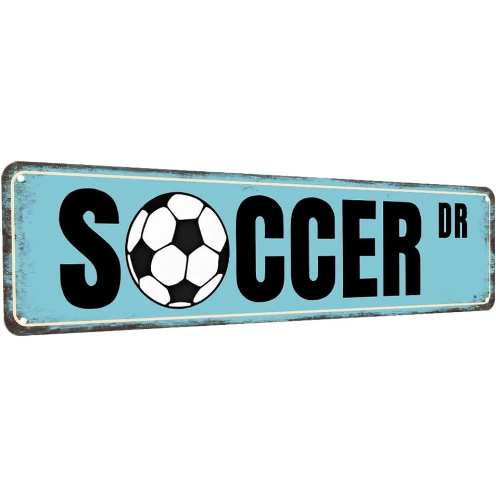 Vintage Soccer Metal Tin Sign - Football Wall Art for Bedroom Decor, Sports Gift for Men