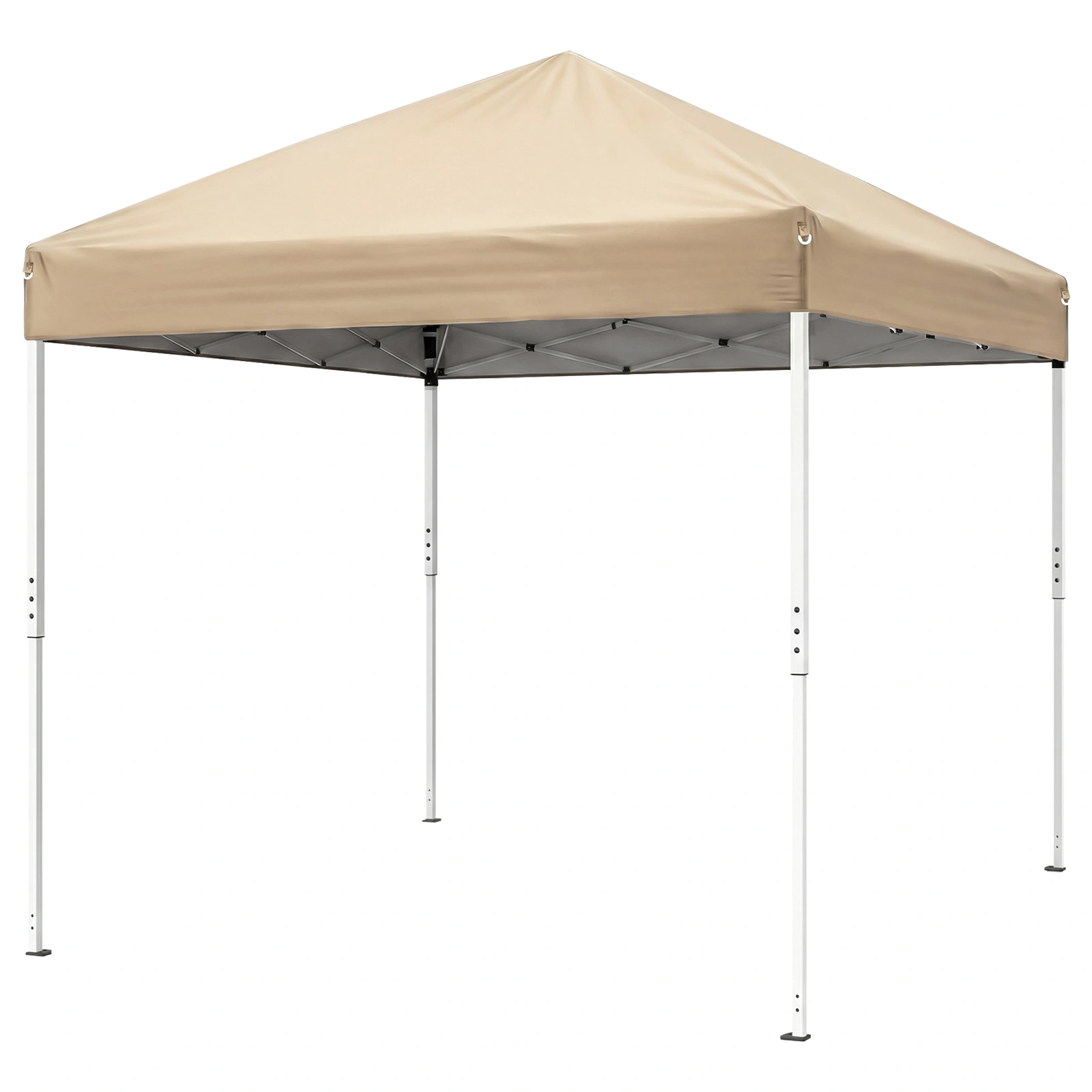 10'x10' Pop Up Screen Canopy Tent - Khaki 210D Oxford, Instant Folding Gazebo, 4 Mesh Sidewalls, 2 Zipper Doors, White Powder Coated Steel Frame, Carry Bag, No Sandbags, Outdoor Patio Camping Shelter view 3