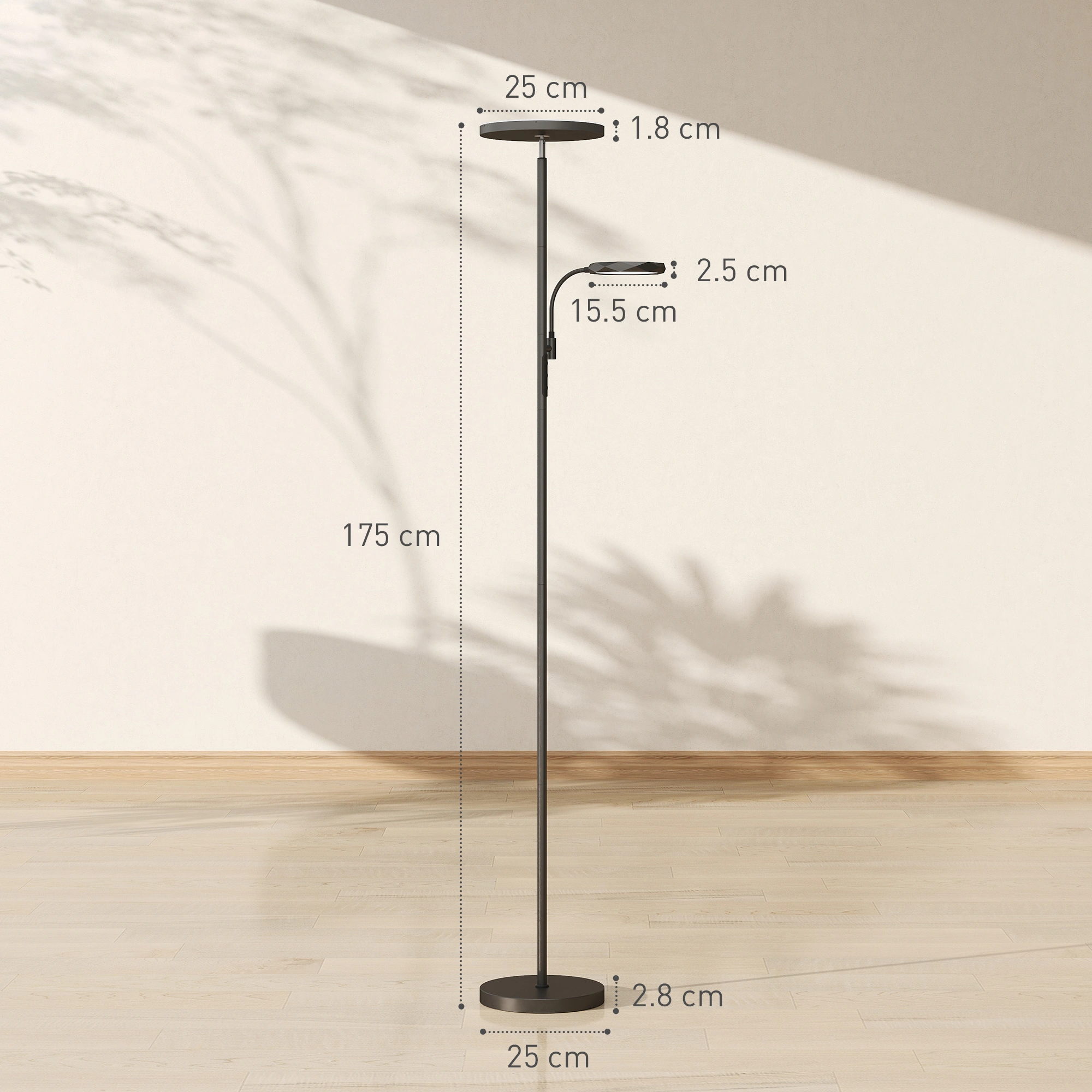 Floor Lamp 62" Standing Lamp with Shelf Wooden Base 3 Color Temperatures LED Bulb Included Reading Light for Living Room view 3