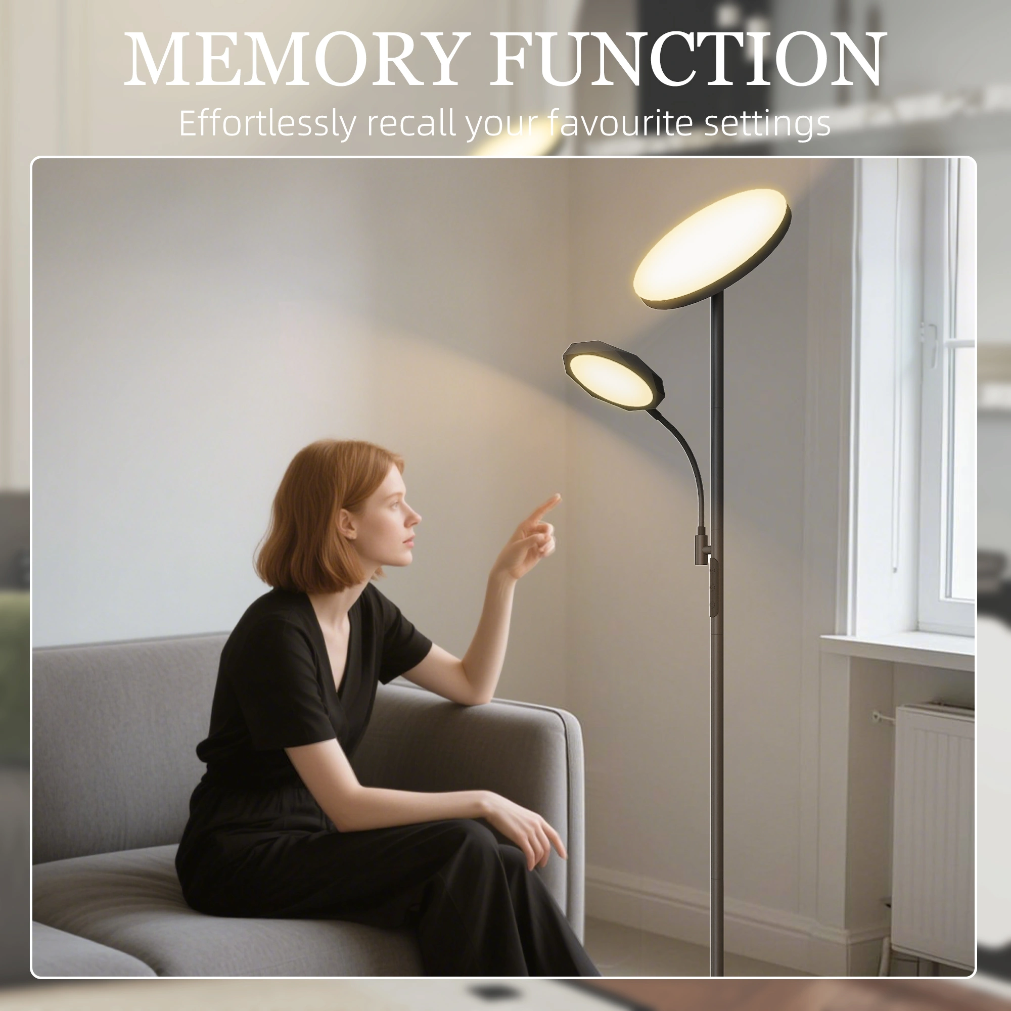 Floor Lamp 62" Standing Lamp with Shelf Wooden Base 3 Color Temperatures LED Bulb Included Reading Light for Living Room view 5